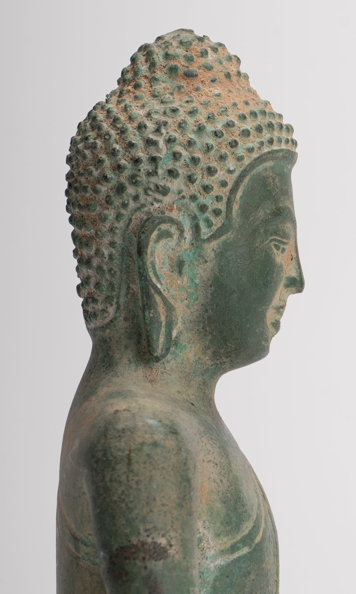 Buddha Statue - Antique Khmer Style Seated Meditation Buddha Statue - 18cm/7"