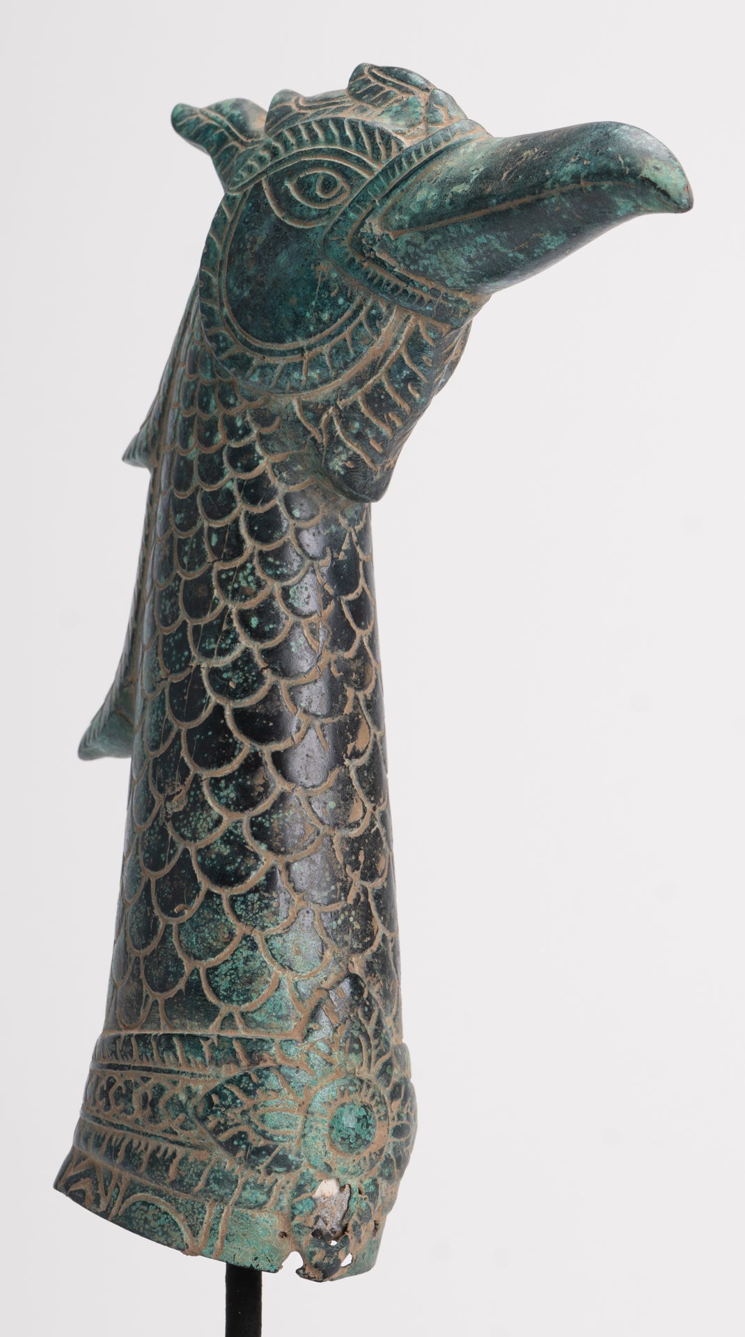 Antique Khmer Style Standing Bronze Mythical Bird/Goose/Peacock - 29cm/12" Tall