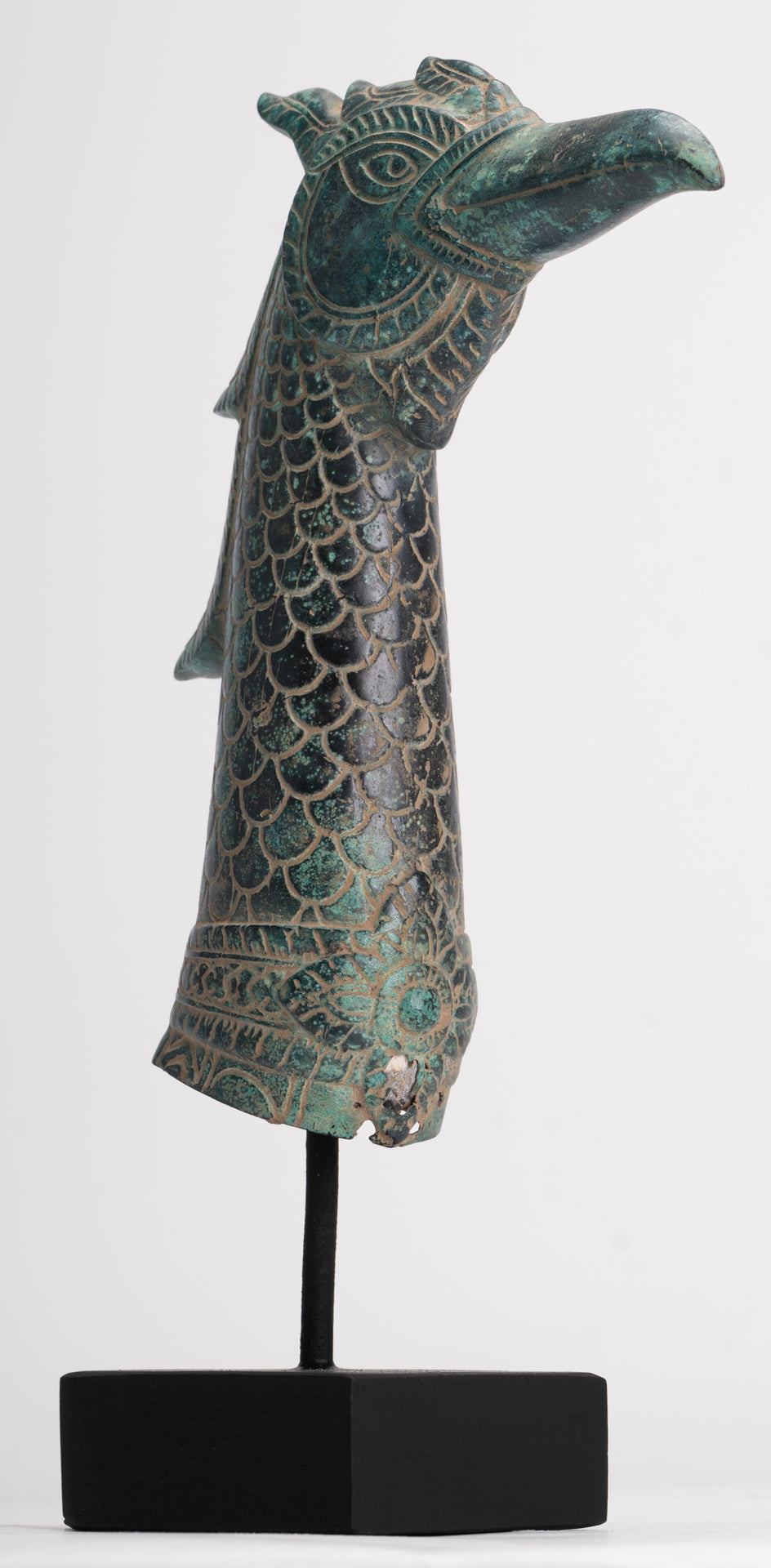 Antique Khmer Style Standing Bronze Mythical Bird/Goose/Peacock - 29cm/12" Tall