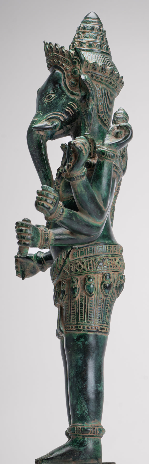 Ganesha Statue - Antique Khmer Style Bronze Angkor Wat Ganesha Statue on Yoni - 55cm/22"