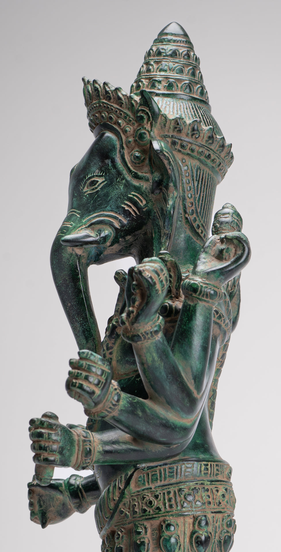 Ganesha Statue - Antique Khmer Style Bronze Angkor Wat Ganesha Statue on Yoni - 55cm/22"