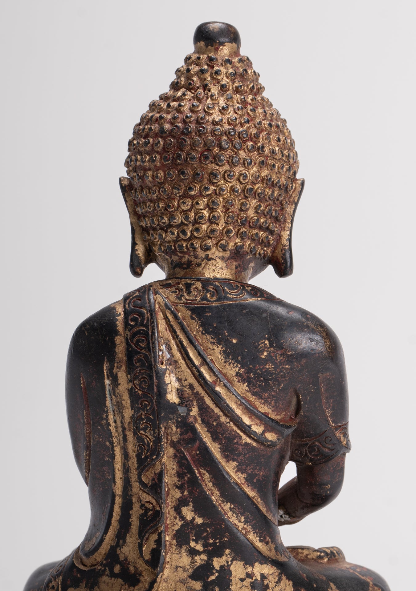 Antique Chinese Style Seated Dharmachakra Teaching Buddha Statue - 20cm/8"