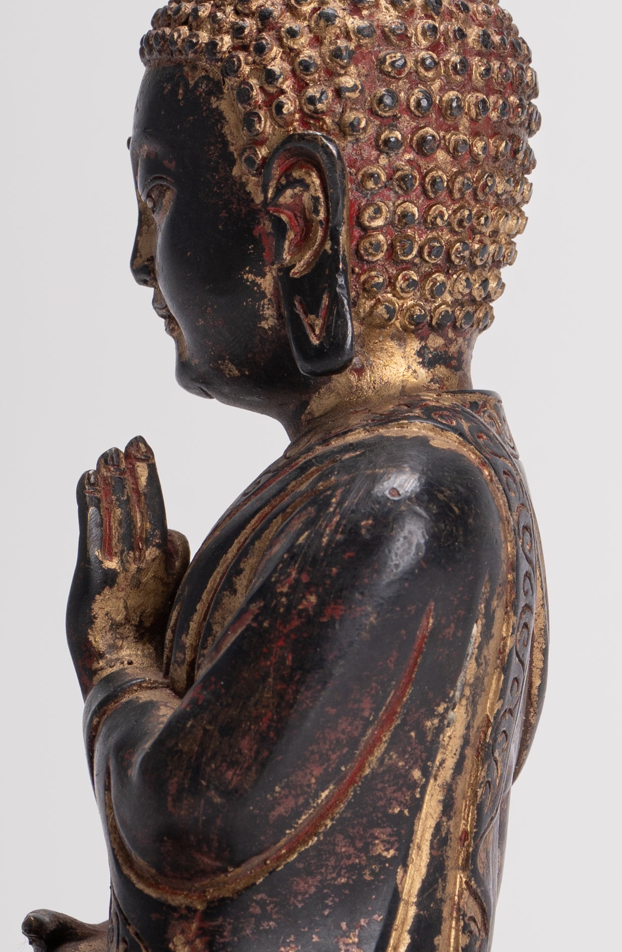 Antique Chinese Style Seated Dharmachakra Teaching Buddha Statue - 20cm/8"