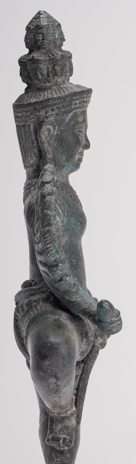 Antique Khmer Style Standing Bronze Angkor Wat Hevajra Statue - 26cm/10" Tall