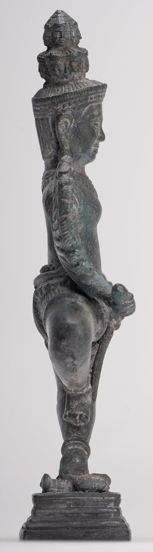Antique Khmer Style Standing Bronze Angkor Wat Hevajra Statue - 26cm/10" Tall