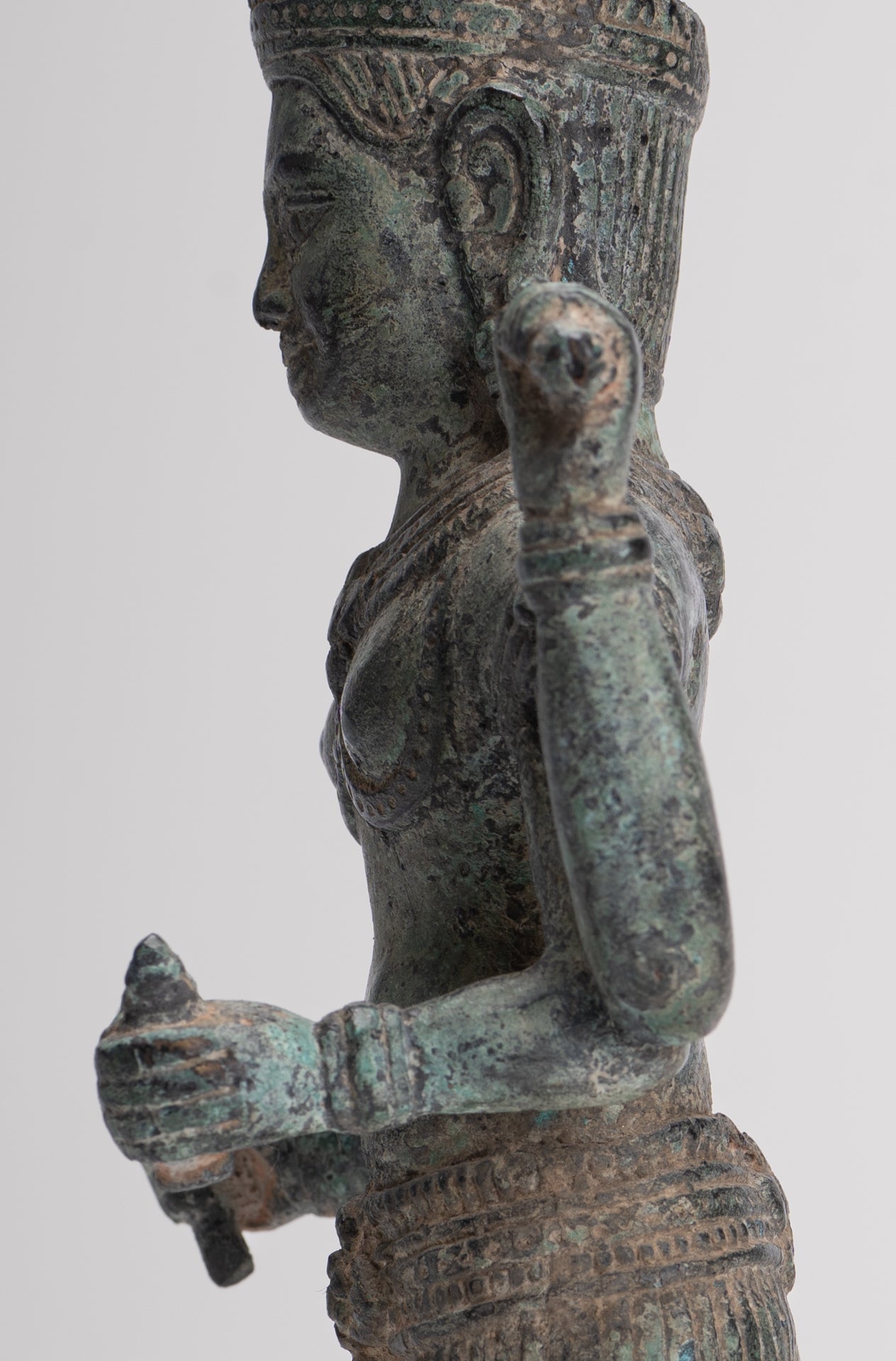 Vishnu Sculpture - Antique Angkor Wat Style Bronze Vishnu Statue - 25cm / 10"