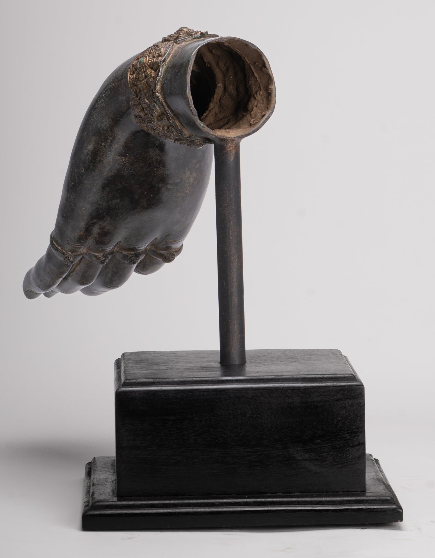 Mounted Antique Khmer Style Southeast Asia Bronze Teaching Hand - 37cm/15"