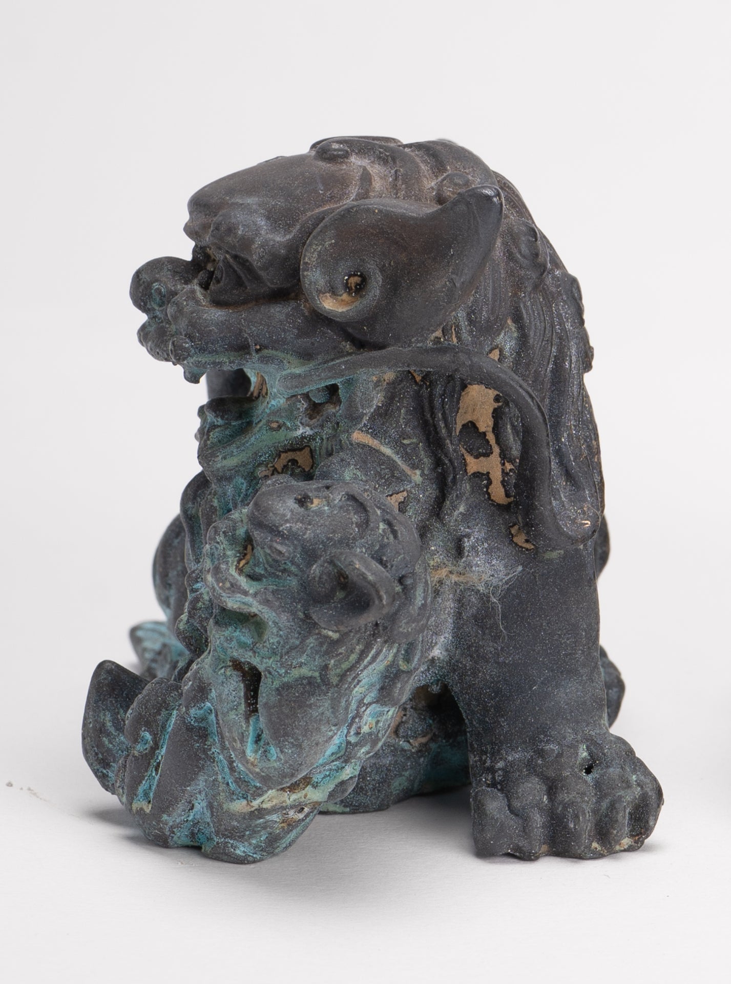 Antique Chinese Style Bronze Dragon Statue - 6cm/2" Tall (Pair)