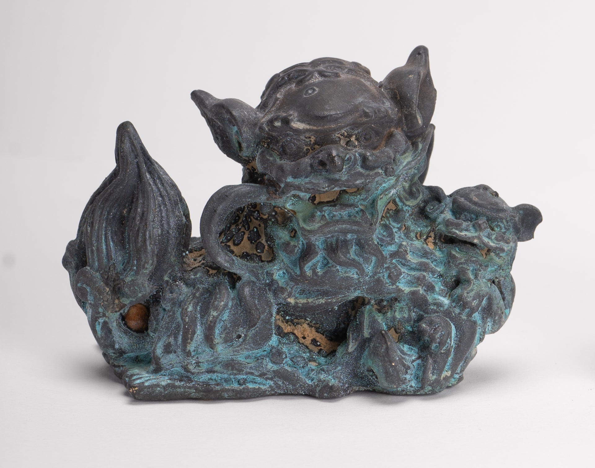 Antique Chinese Style Bronze Dragon Statue - 6cm/2" Tall (Pair)