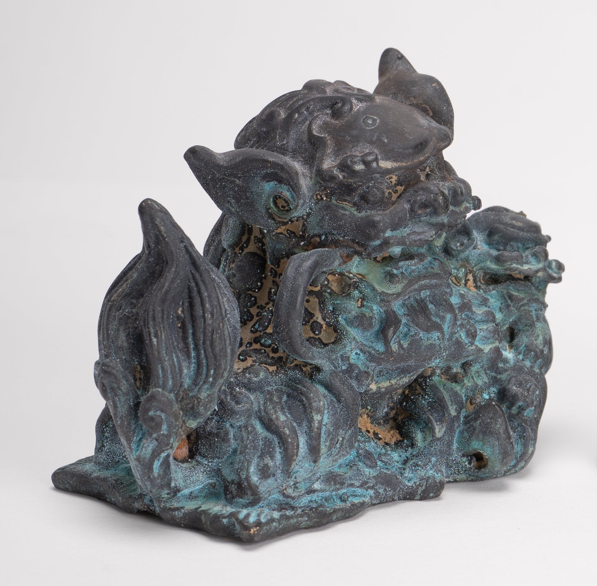 Antique Chinese Style Bronze Dragon Statue - 6cm/2" Tall (Pair)