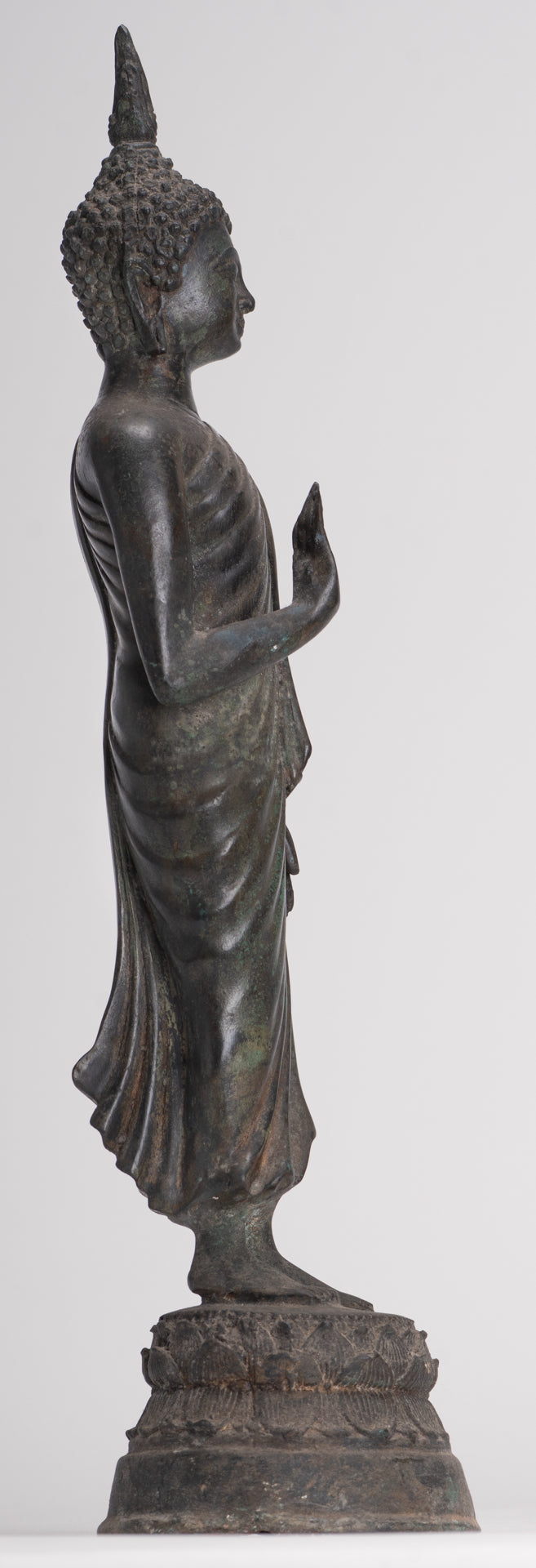 Buddha Statue - Antique Thai Style Bronze Standing Abhaya Protection Buddha Statue - 45cm/18"