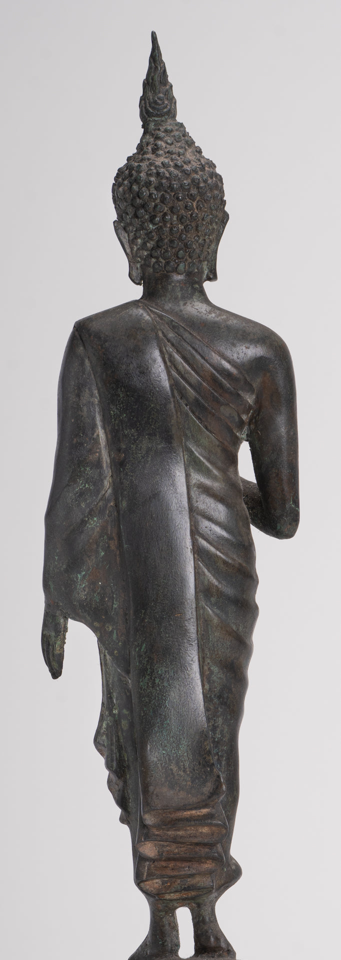 Buddha Statue - Antique Thai Style Bronze Standing Abhaya Protection Buddha Statue - 45cm/18"