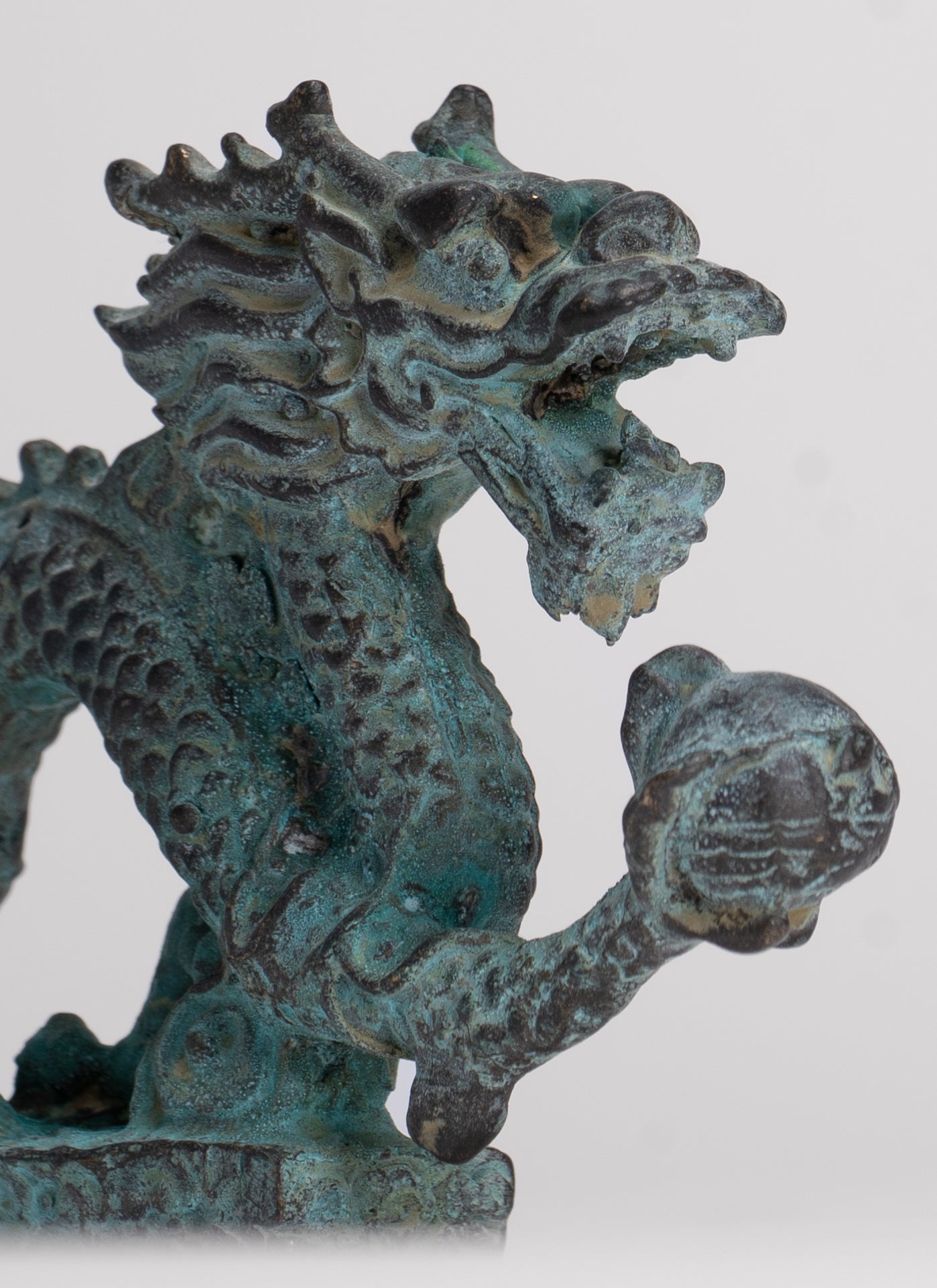 Antique Chinese Style Bronze Chinese Dragon Statue - 12cm/5" (Length)