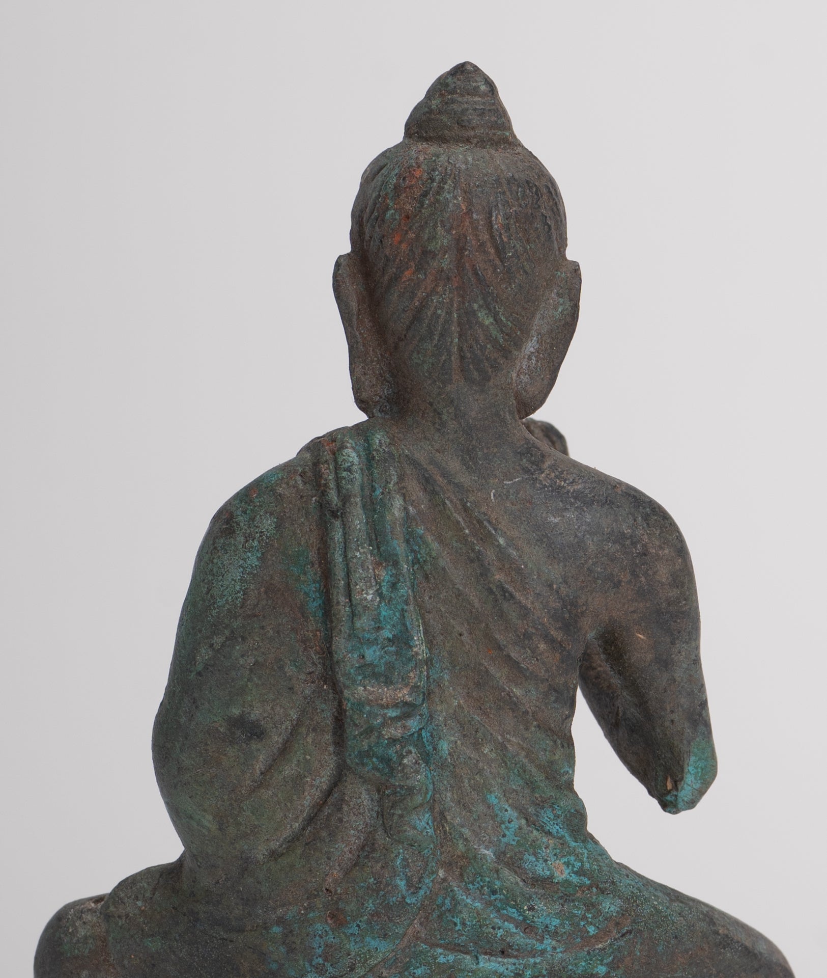 Indian Buddha Statue - Antique Gandhara Style Bronze Teaching Buddha Statue - 10cm/4"