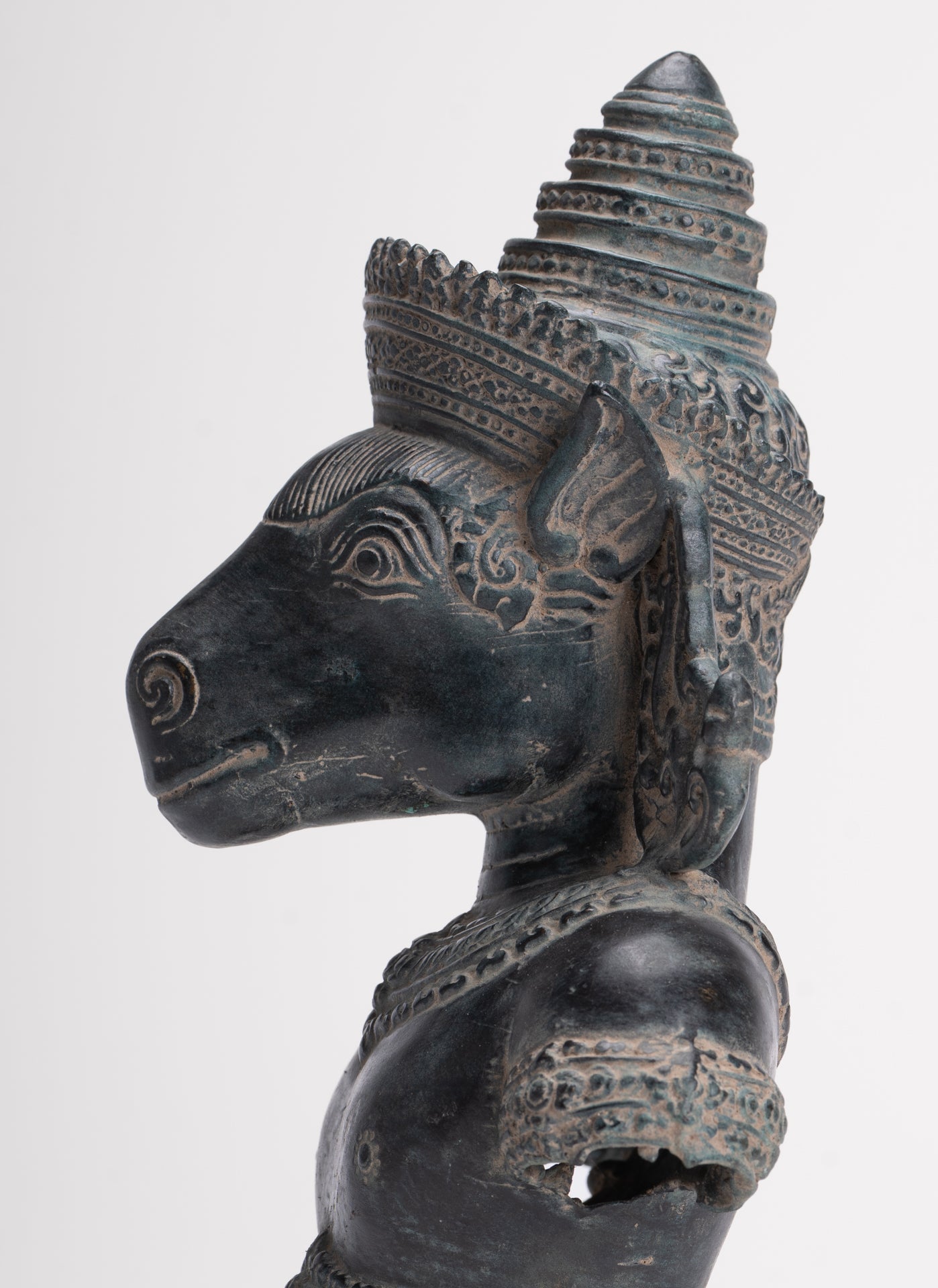 Kalkin Statue - Antique Khmer Style Bronze Hayagriva Kalkin Horse of Vishnu - 25cm/10"