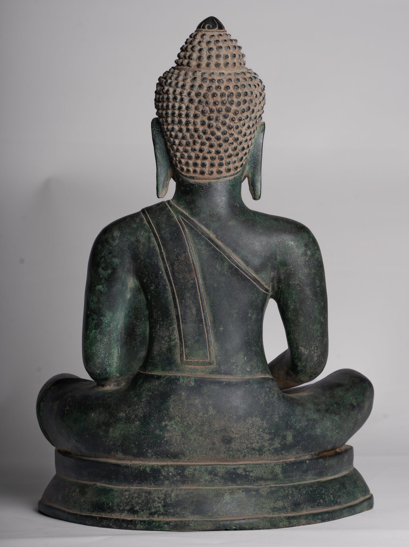 Estatua de Buda - Estatua de Buda de meditación sentada de bronce estilo jemer antiguo - 40 cm/16"