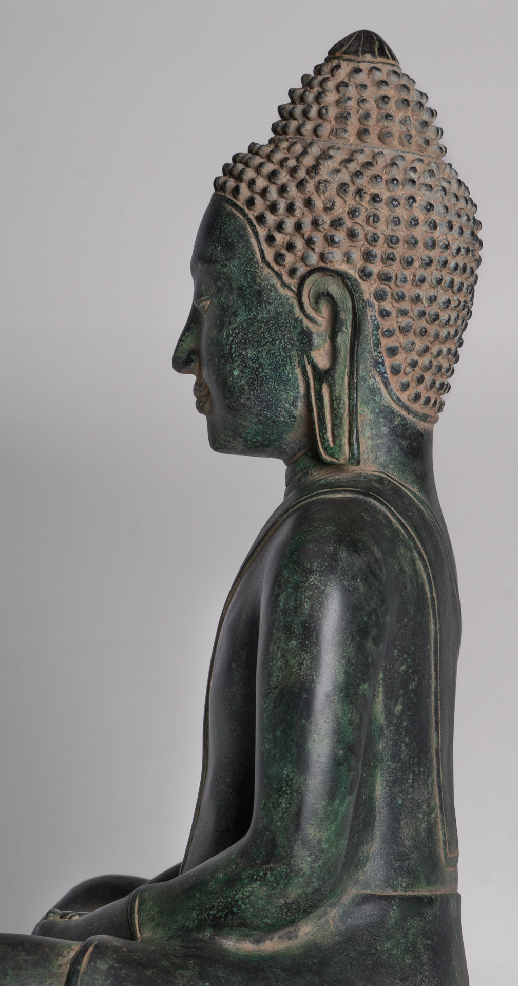 Estatua de Buda - Estatua de Buda de meditación sentada de bronce estilo jemer antiguo - 40 cm/16"