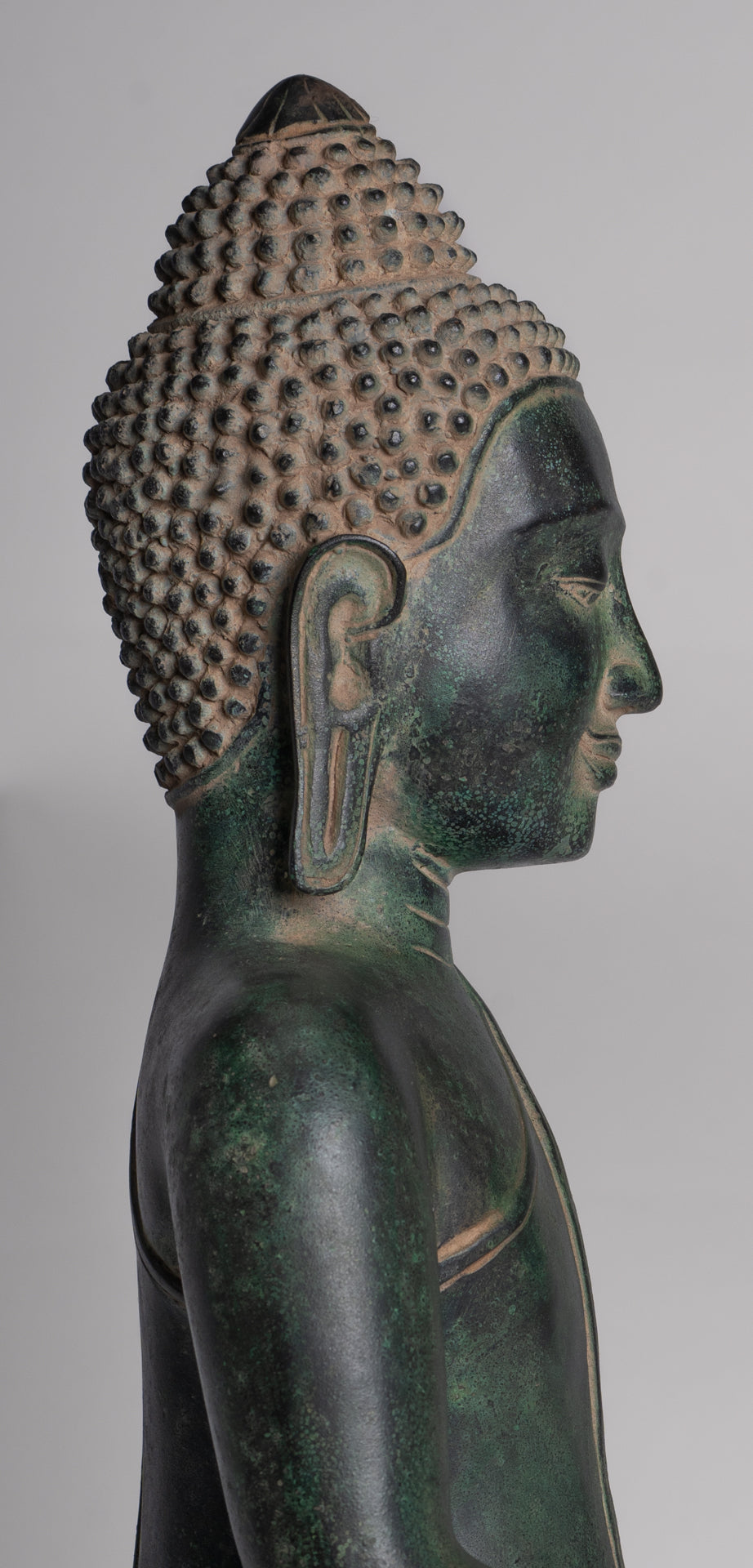 Estatua de Buda - Estatua de Buda de meditación sentada de bronce estilo jemer antiguo - 40 cm/16"