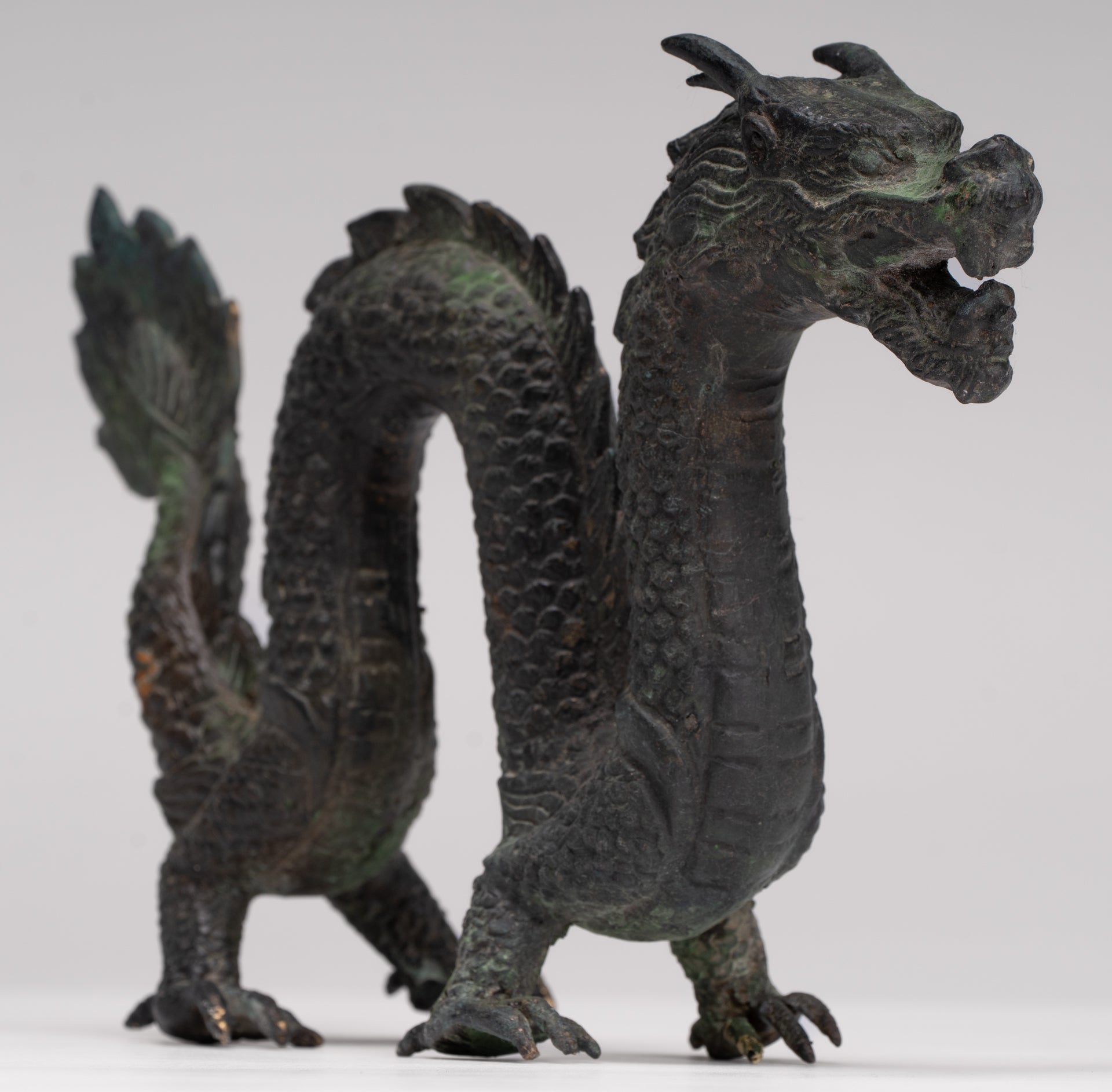 Antique Chinese Style Bronze Dragon Statue - 16cm/6"