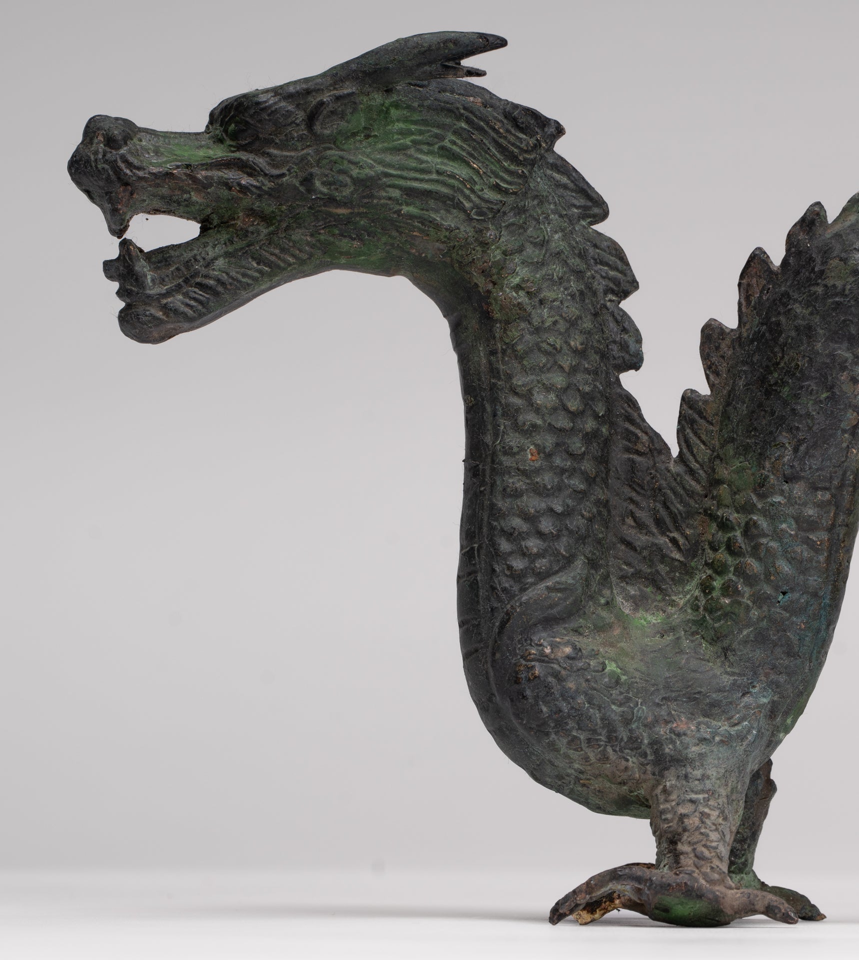 Antique Chinese Style Bronze Dragon Statue - 16cm/6"