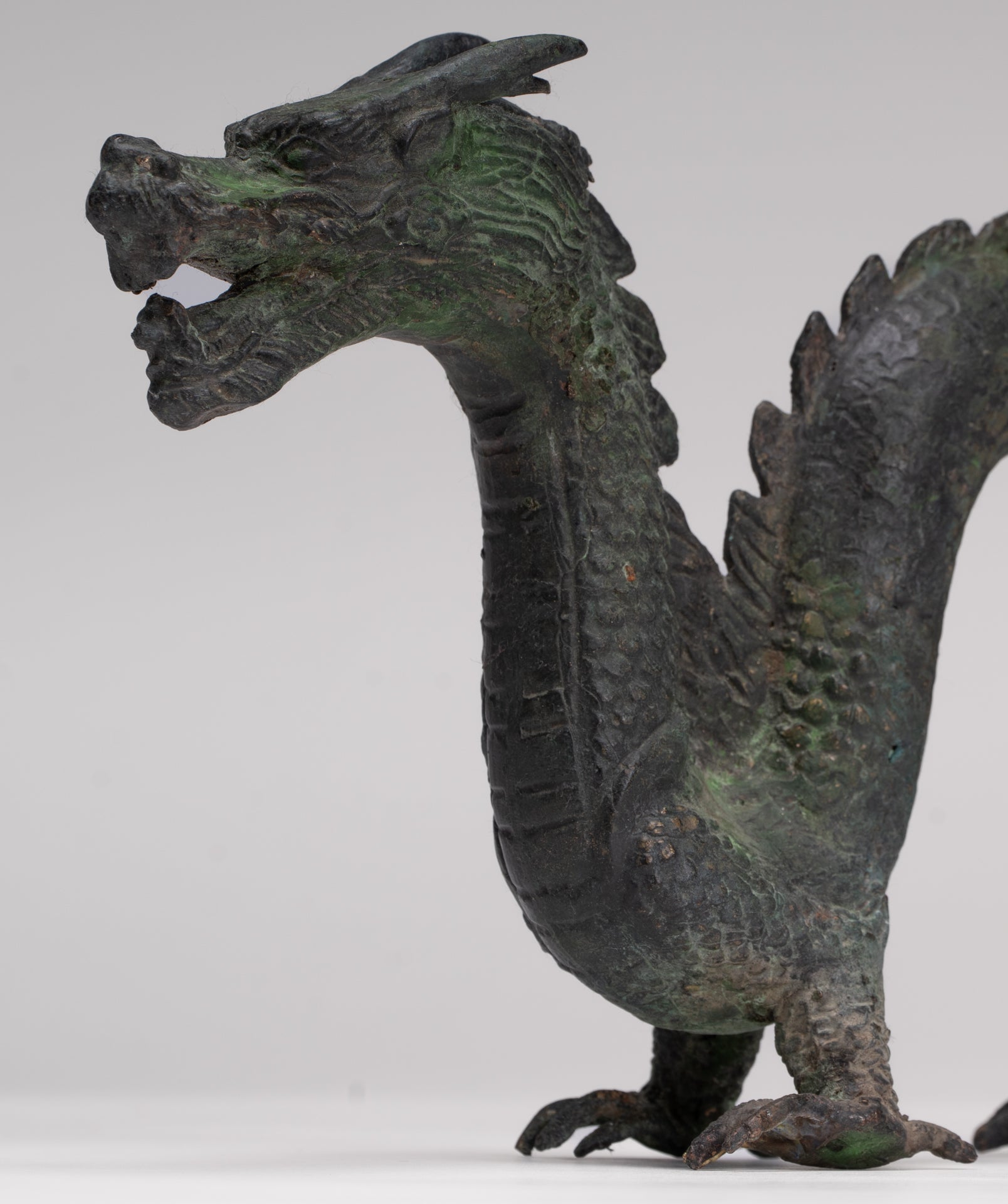 Antique Chinese Style Bronze Dragon Statue - 16cm/6"