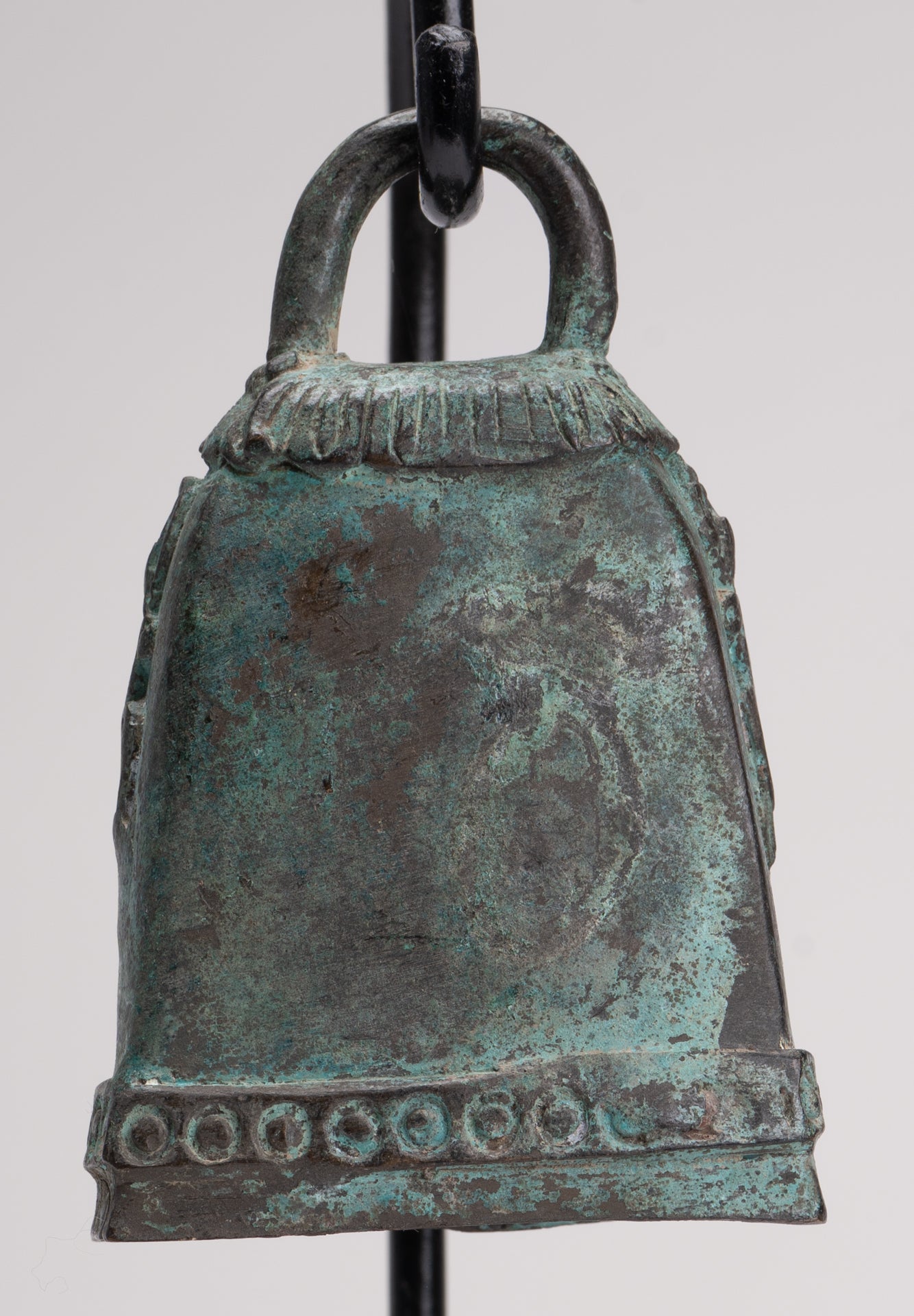 Antique Khmer Style Bronze Mounted Apsara Bell - 30cm/12"