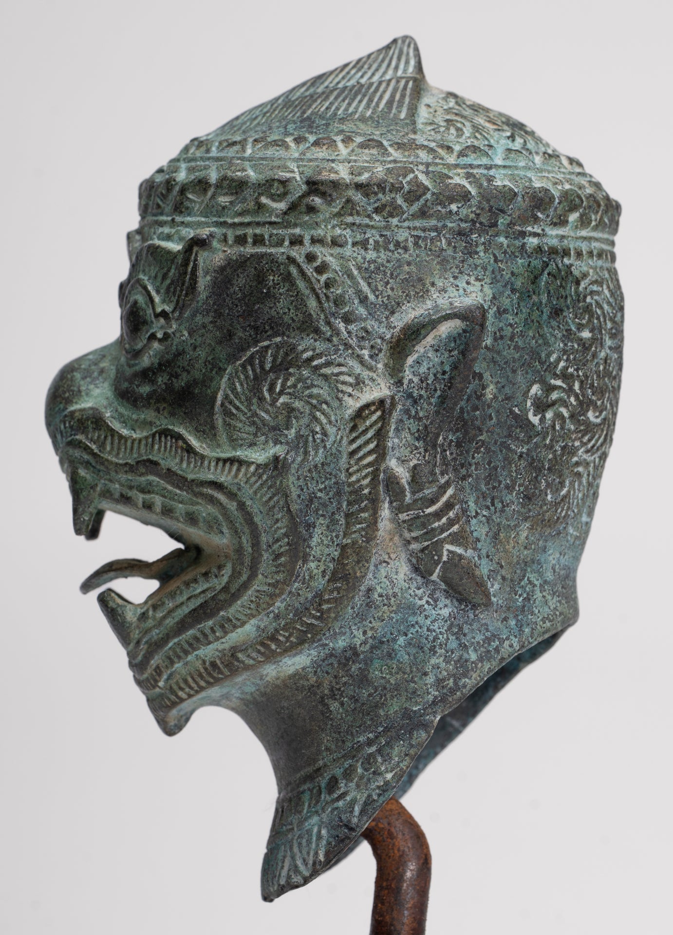 Antique Khmer Style Standing Bayon Hindu God Hanuman Statue - 17cm/7" Tall