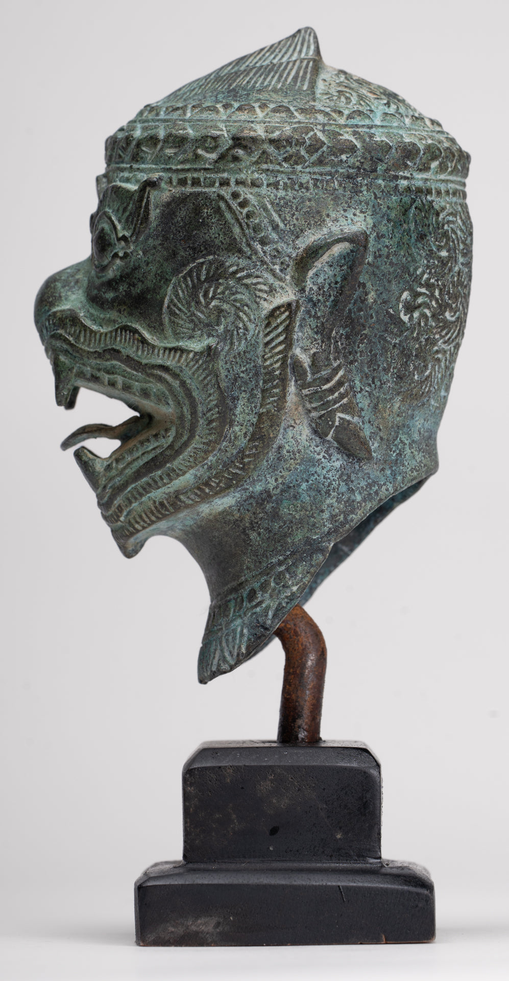 Antique Khmer Style Standing Bayon Hindu God Hanuman Statue - 17cm/7" Tall