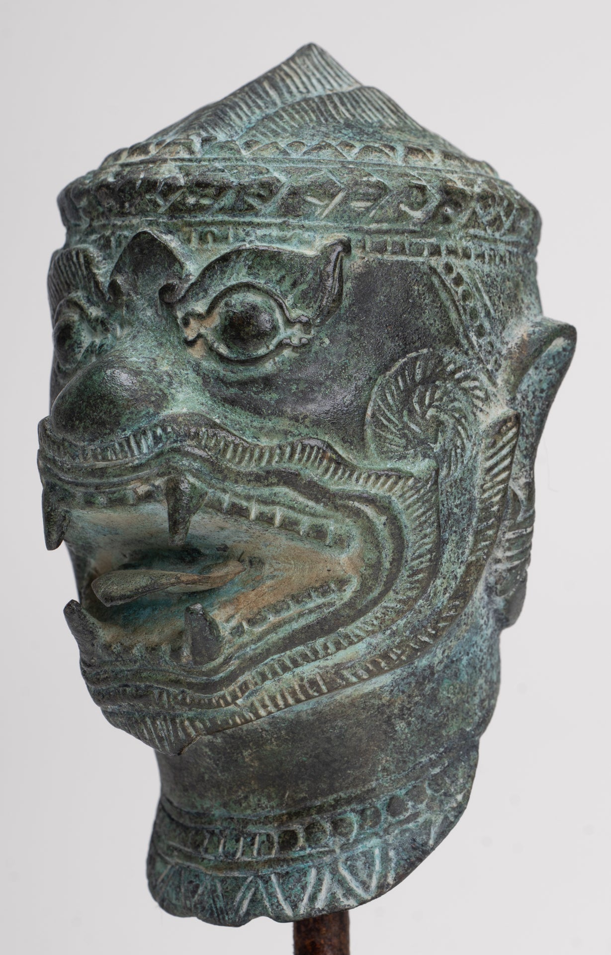 Antique Khmer Style Standing Bayon Hindu God Hanuman Statue - 17cm/7" Tall