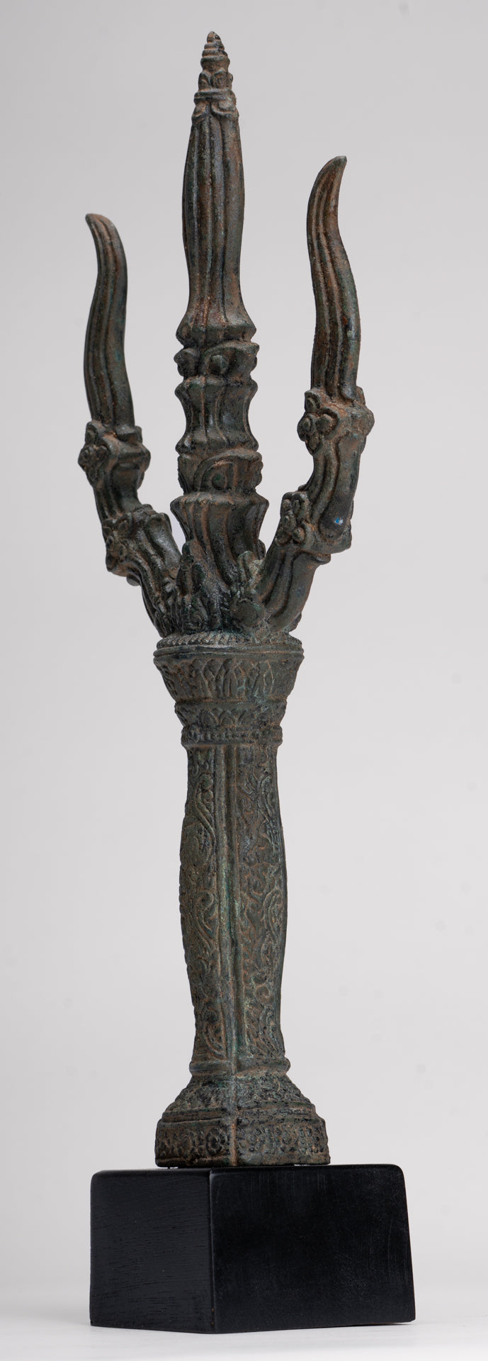 Trident Statue - Antique Khmer Style Bronze Mounted Trident or Trishula Statue - 39cm/16"