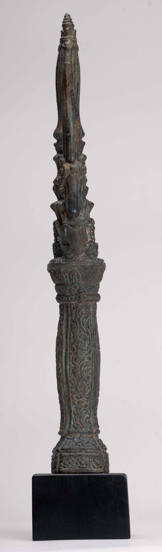 Trident Statue - Antique Khmer Style Bronze Mounted Trident or Trishula Statue - 39cm/16"