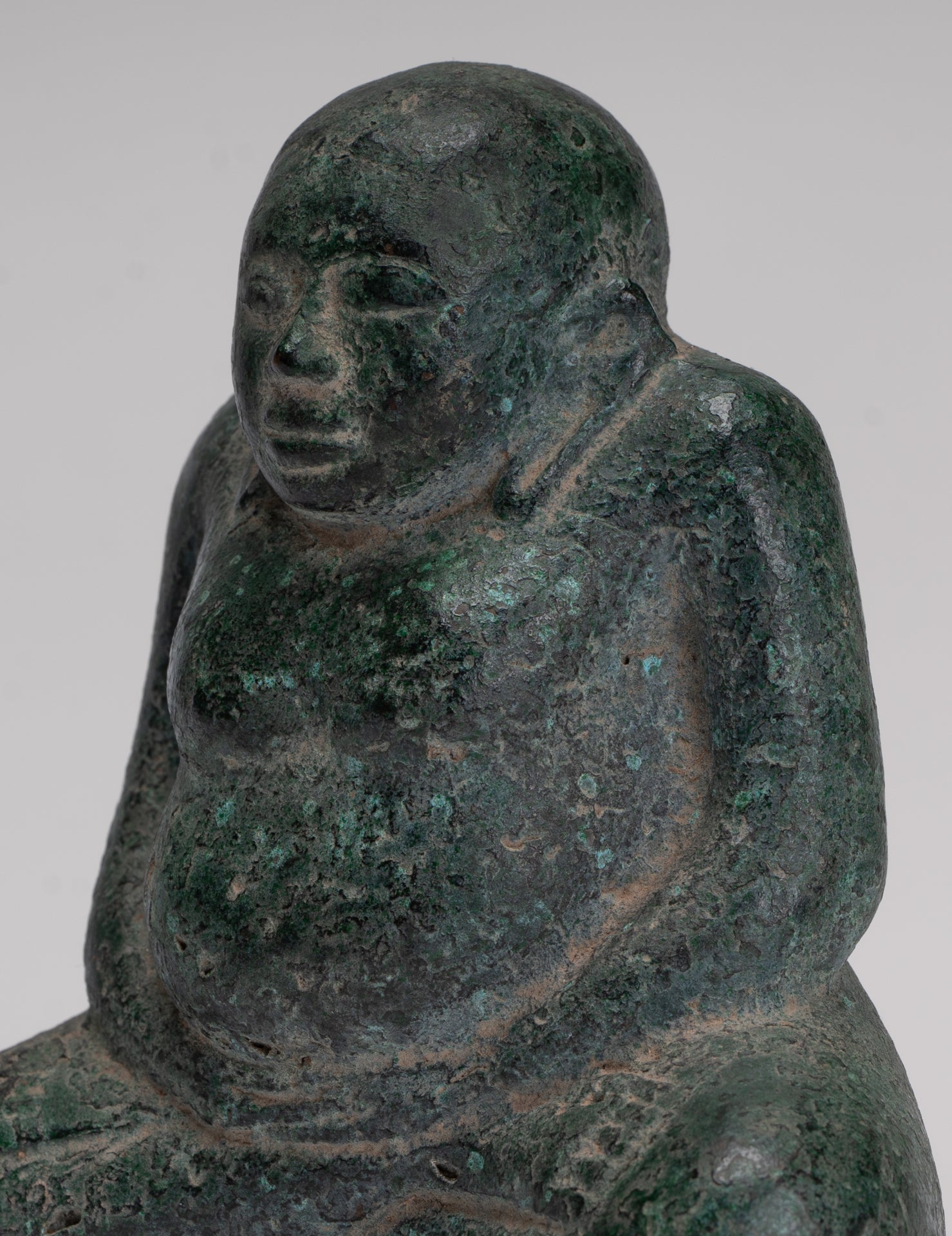 Seated Monk Statue - Antique Thai Style Bronze Phra Sangkachai Monk Statue - 11cm/4"