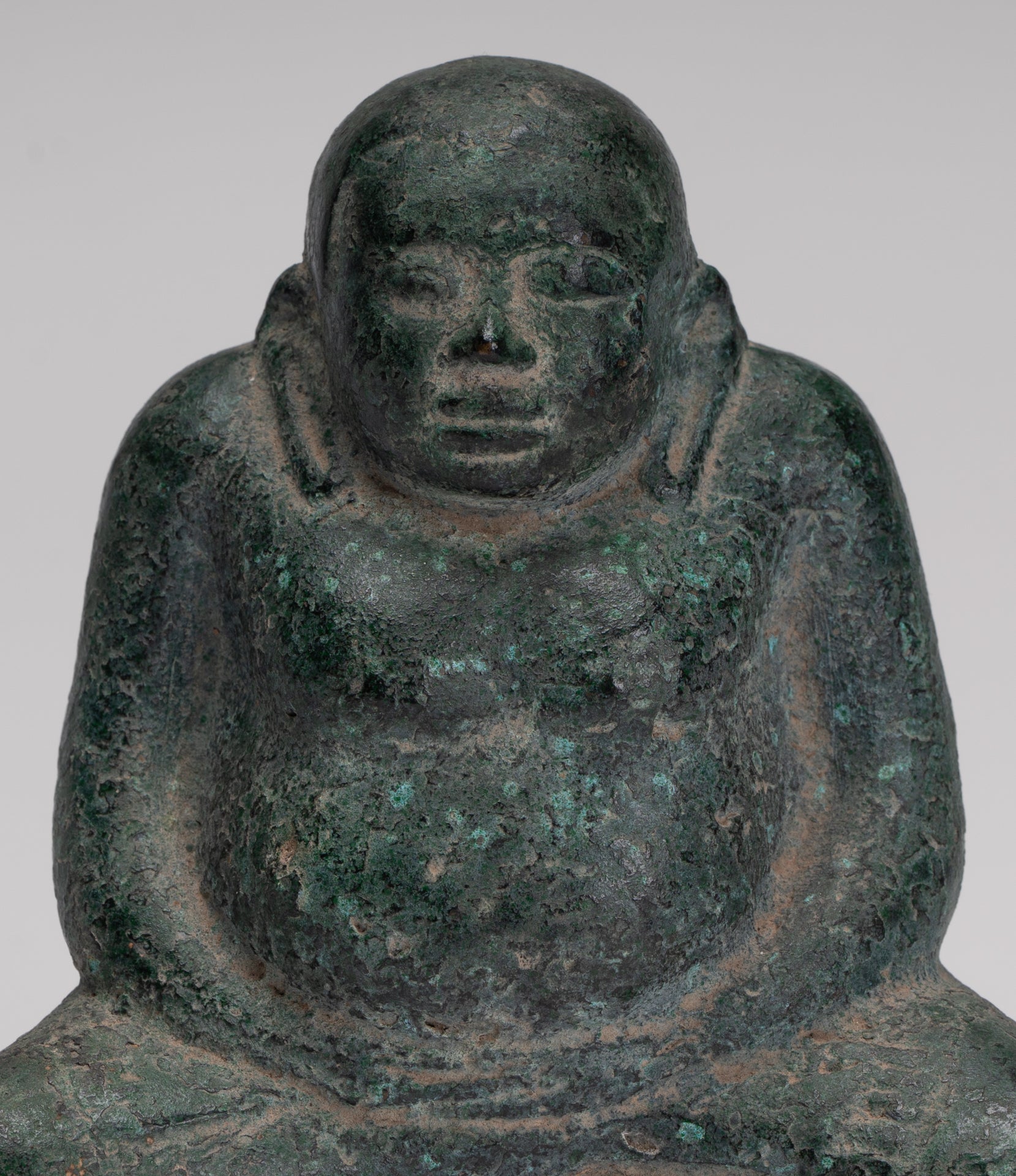 Seated Monk Statue - Antique Thai Style Bronze Phra Sangkachai Monk Statue - 11cm/4"