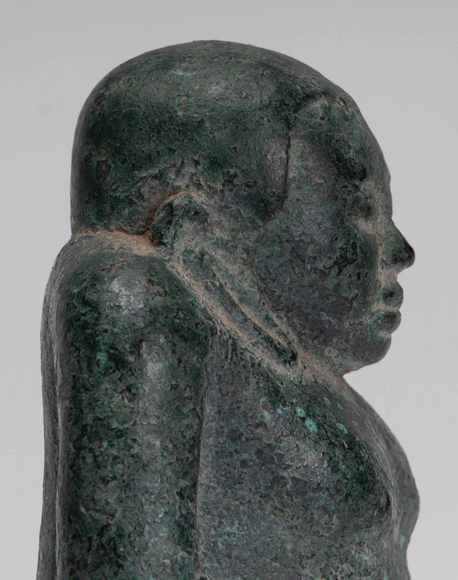 Seated Monk Statue - Antique Thai Style Bronze Phra Sangkachai Monk Statue - 11cm/4"