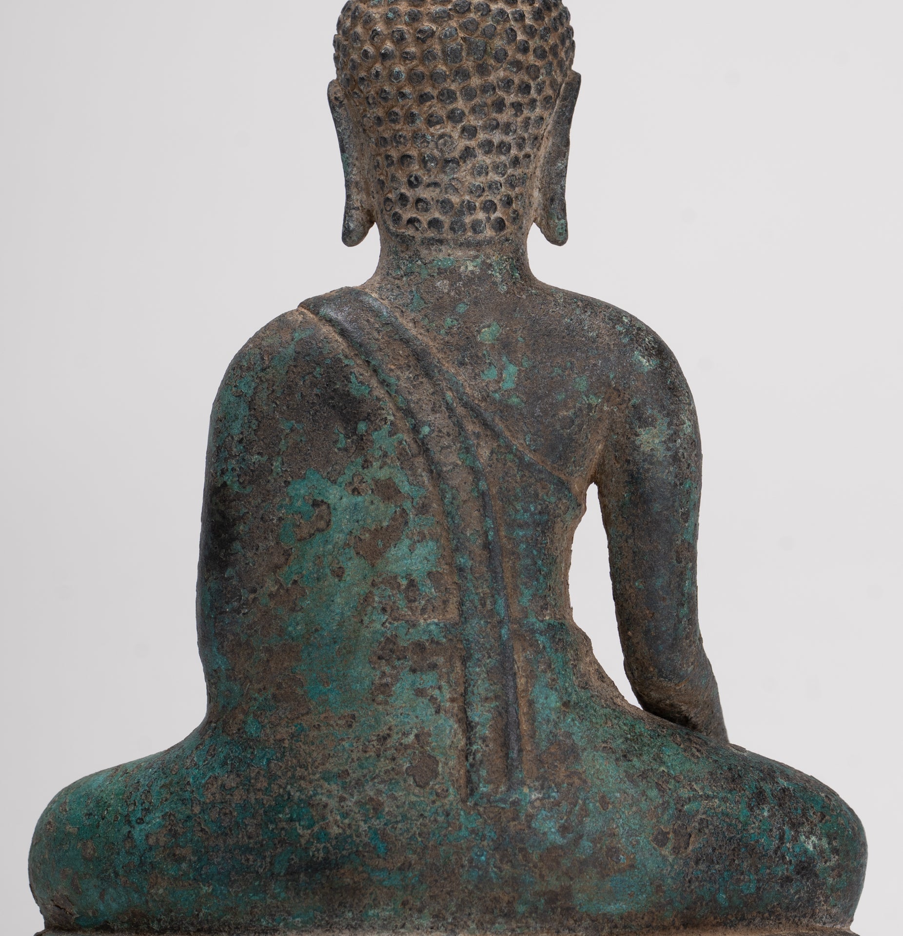 Buddha Statue - Antique Khmer Style Bronze Enlightenment Phnom Da Buddha Statue - 20cm/8"