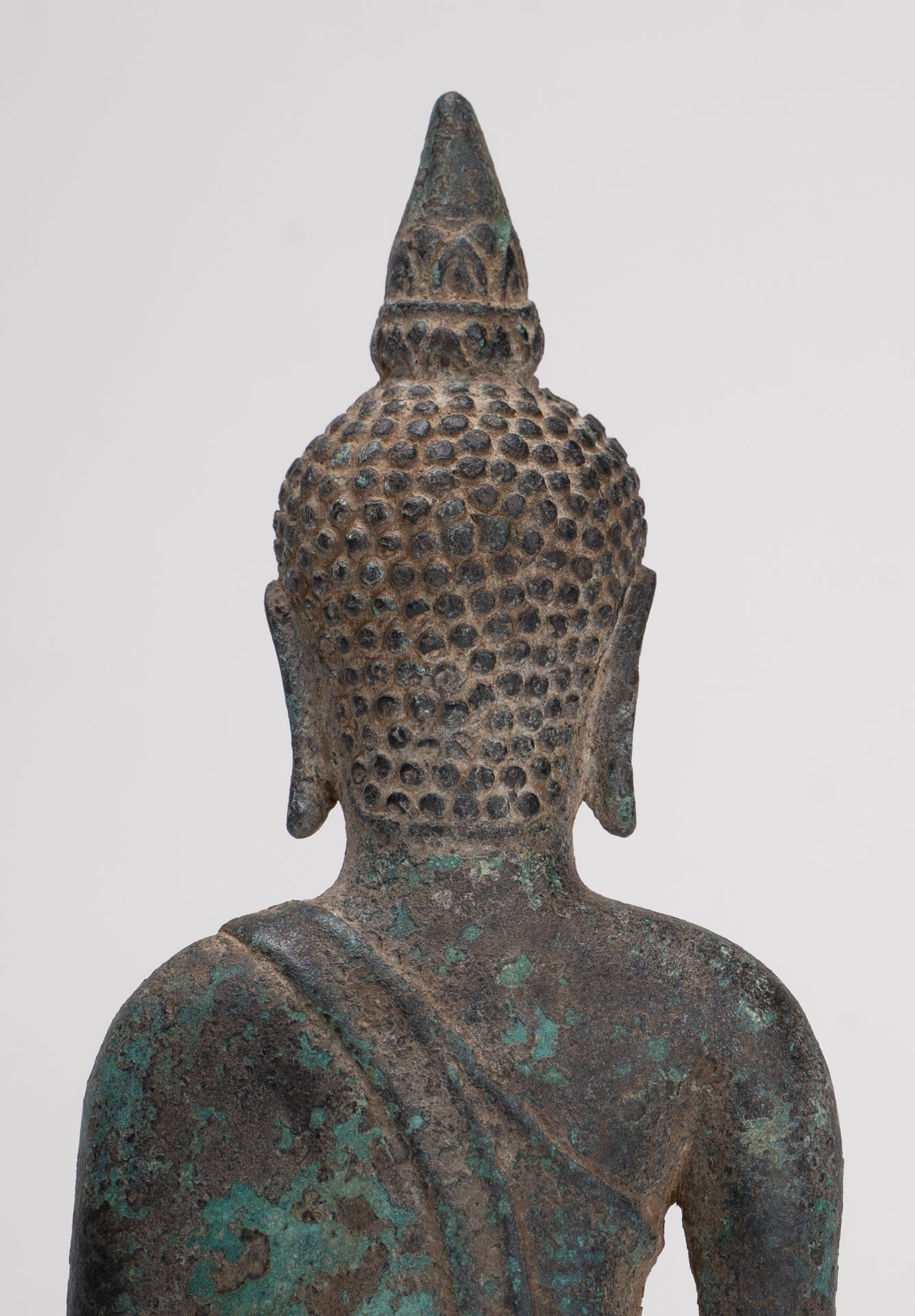 Buddha Statue - Antique Khmer Style Bronze Enlightenment Phnom Da Buddha Statue - 20cm/8"