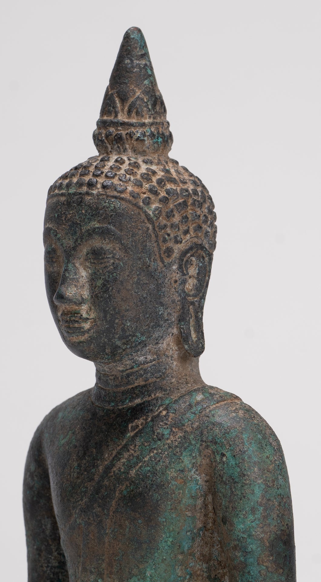 Buddha Statue - Antique Khmer Style Bronze Enlightenment Phnom Da Buddha Statue - 20cm/8"