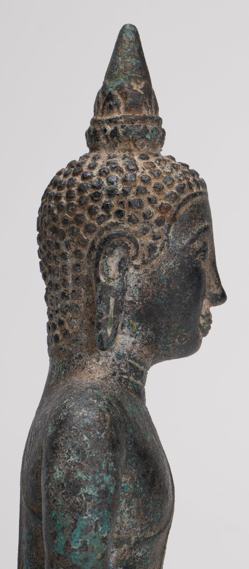 Buddha Statue - Antique Khmer Style Bronze Enlightenment Phnom Da Buddha Statue - 20cm/8"