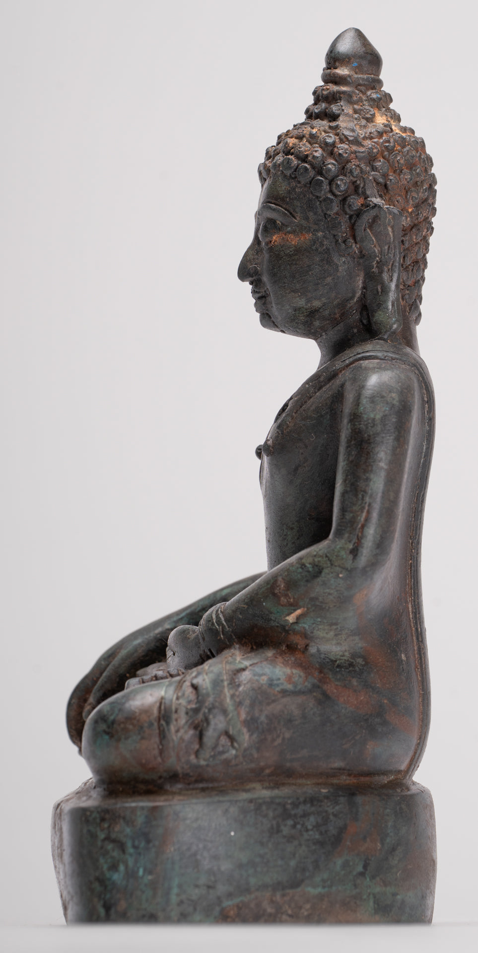 Buddha Statue - Antique Thai Style Bronze Chiang Saen Enlightenment Buddha Statue - 20cm/8"