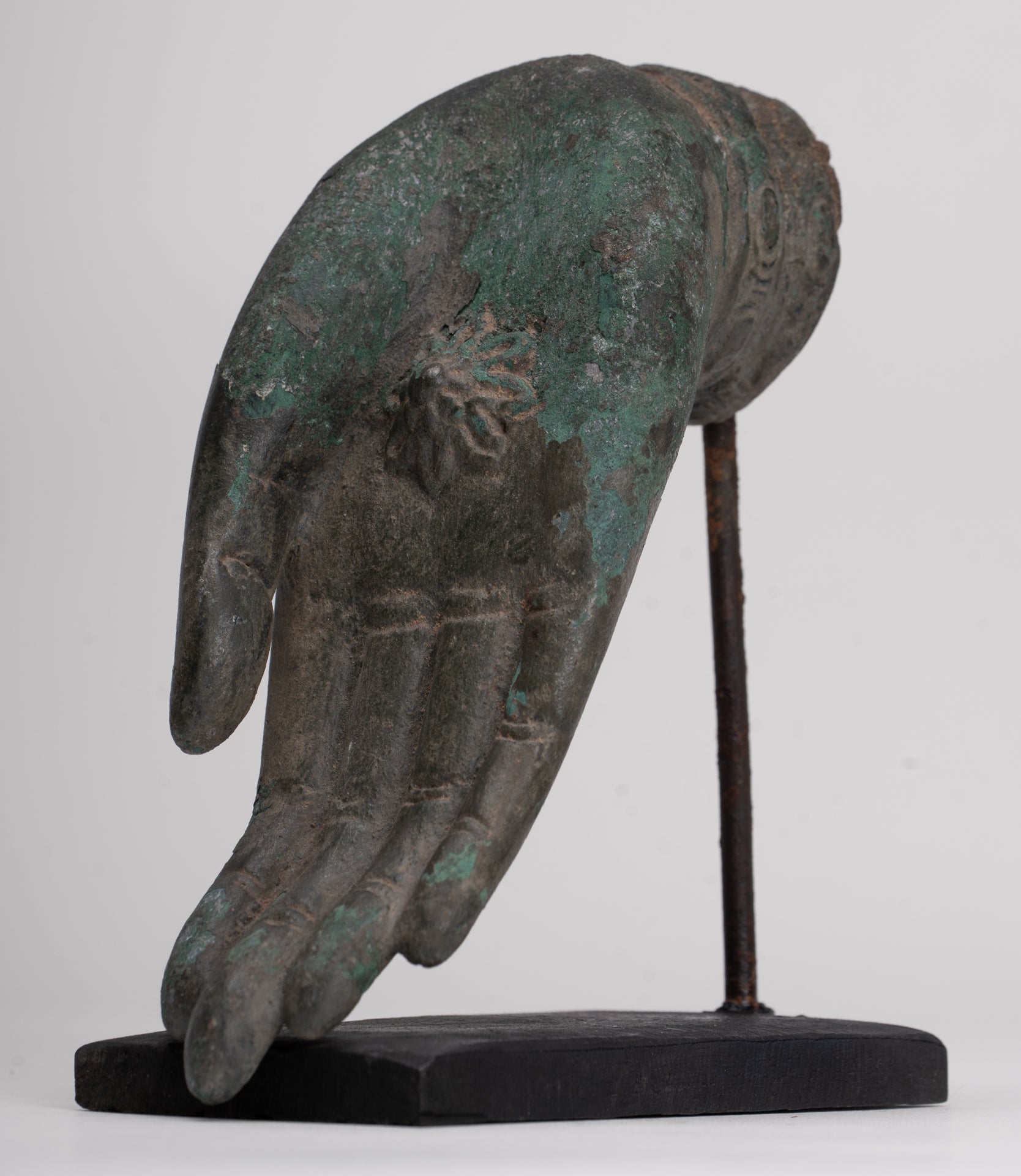 Mounted Antique Thai Style Southeast Asia Bronze Thai Protection Hand - 12.5cm/5"
