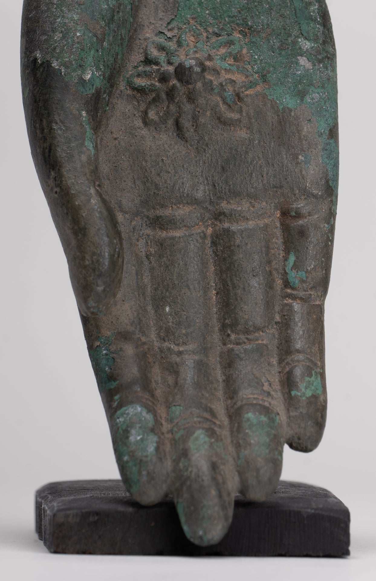 Mounted Antique Thai Style Southeast Asia Bronze Thai Protection Hand - 12.5cm/5"