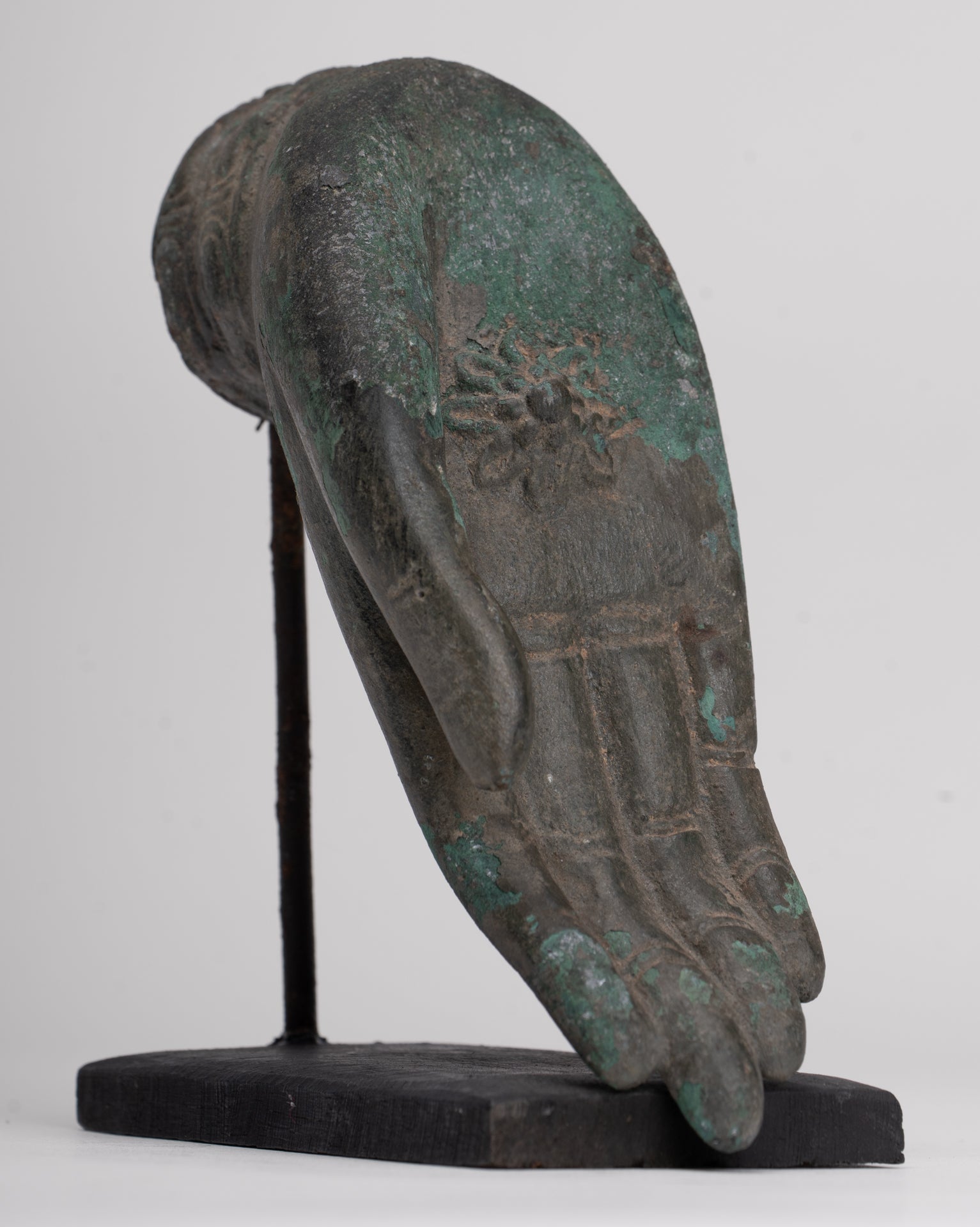 Mounted Antique Thai Style Southeast Asia Bronze Thai Protection Hand - 12.5cm/5"