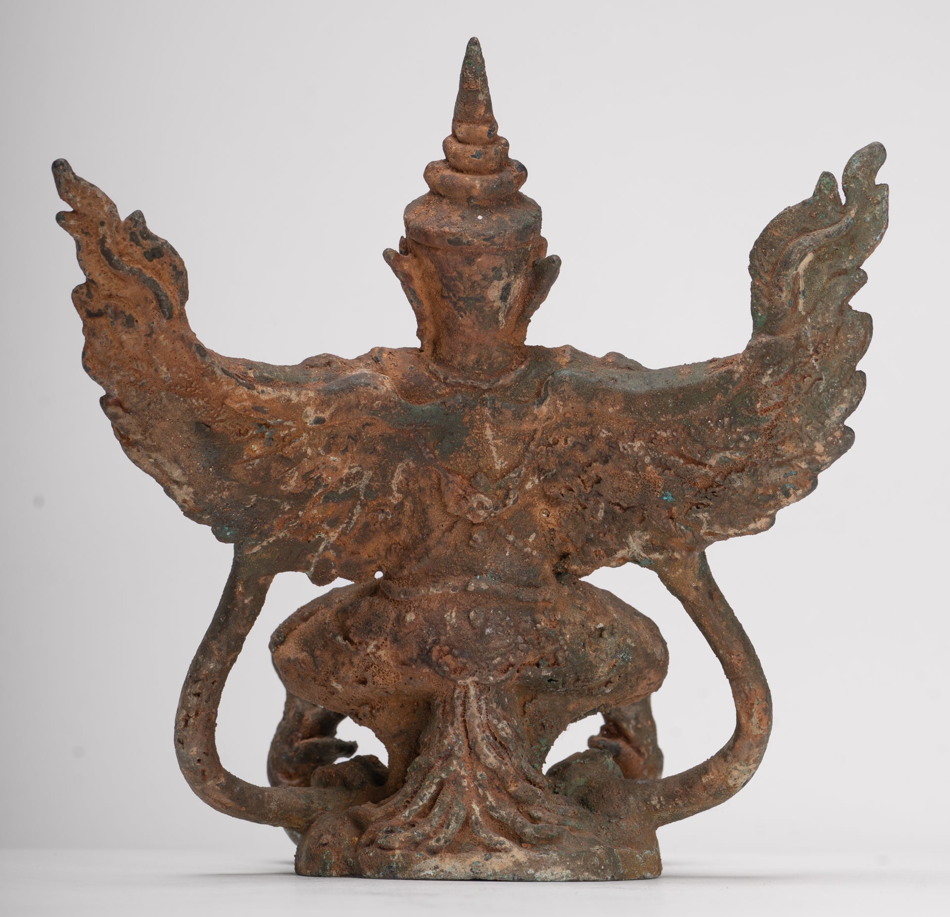 Antique Thai Style Standing Bronze Vishnu Garuda Statue - 20cm/8"