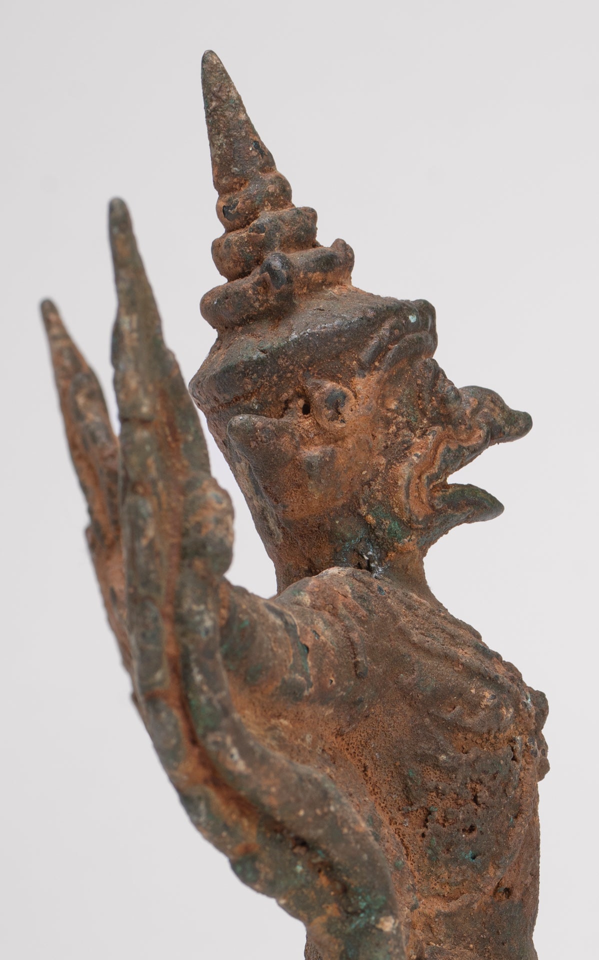 Antique Thai Style Standing Bronze Vishnu Garuda Statue - 20cm/8"