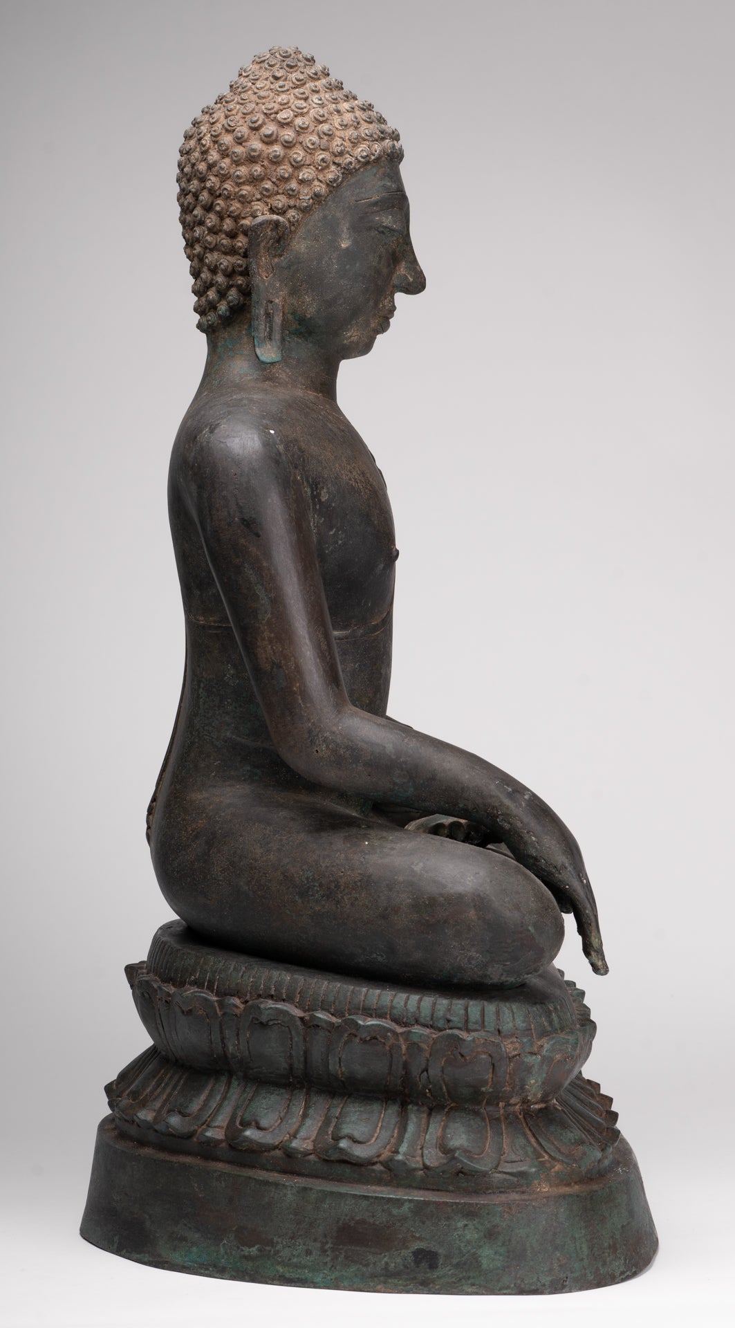 Buddha Statue - Antique Srivijaya Style Seated Enlightenment Buddha Statue - 63cm/25"