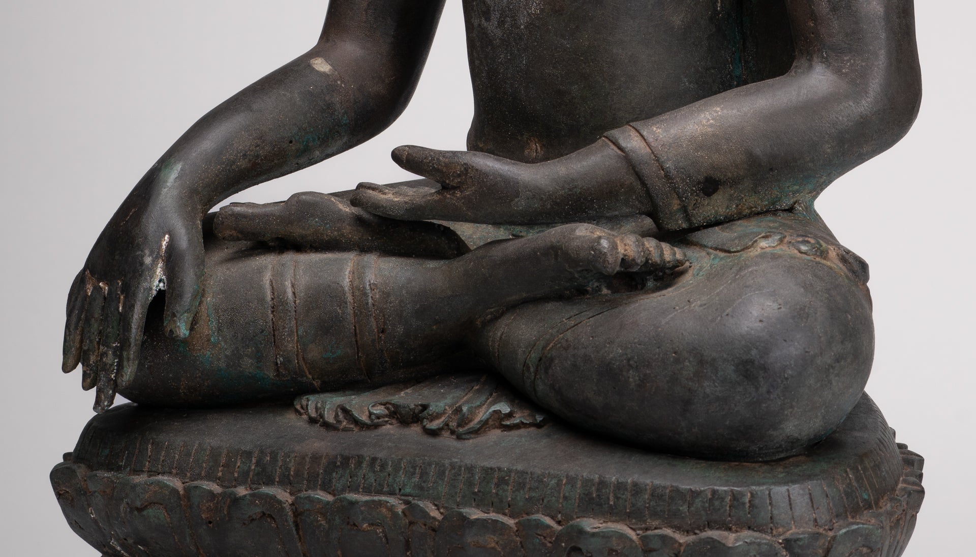 Buddha Statue - Antique Srivijaya Style Seated Enlightenment Buddha Statue - 63cm/25"