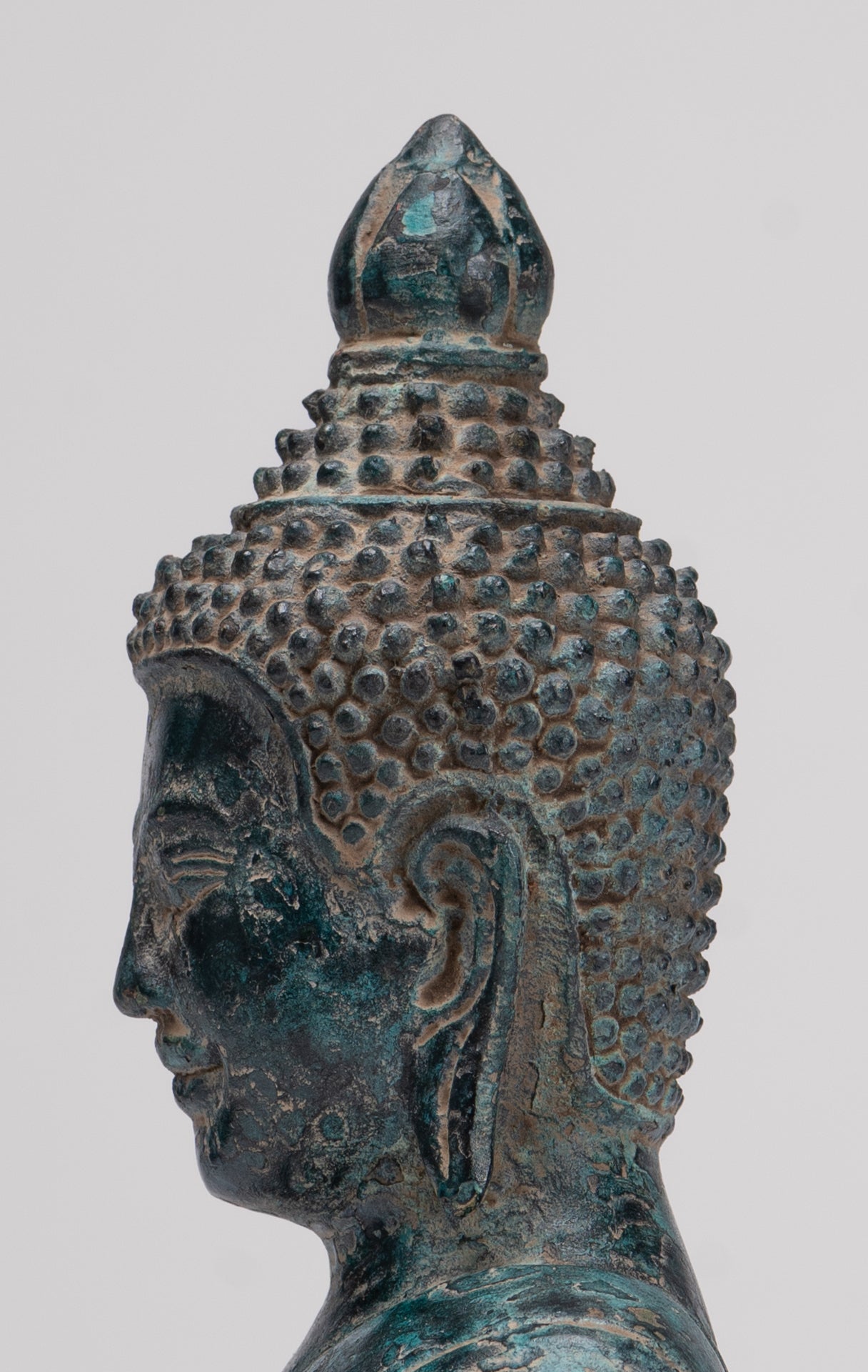 Buddha Statue - Antique Khmer Style Bronze Meditation Buddha Statue - 18cm/7"