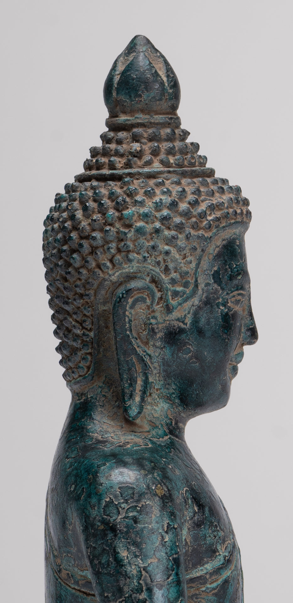 Buddha Statue - Antique Khmer Style Bronze Meditation Buddha Statue - 18cm/7"