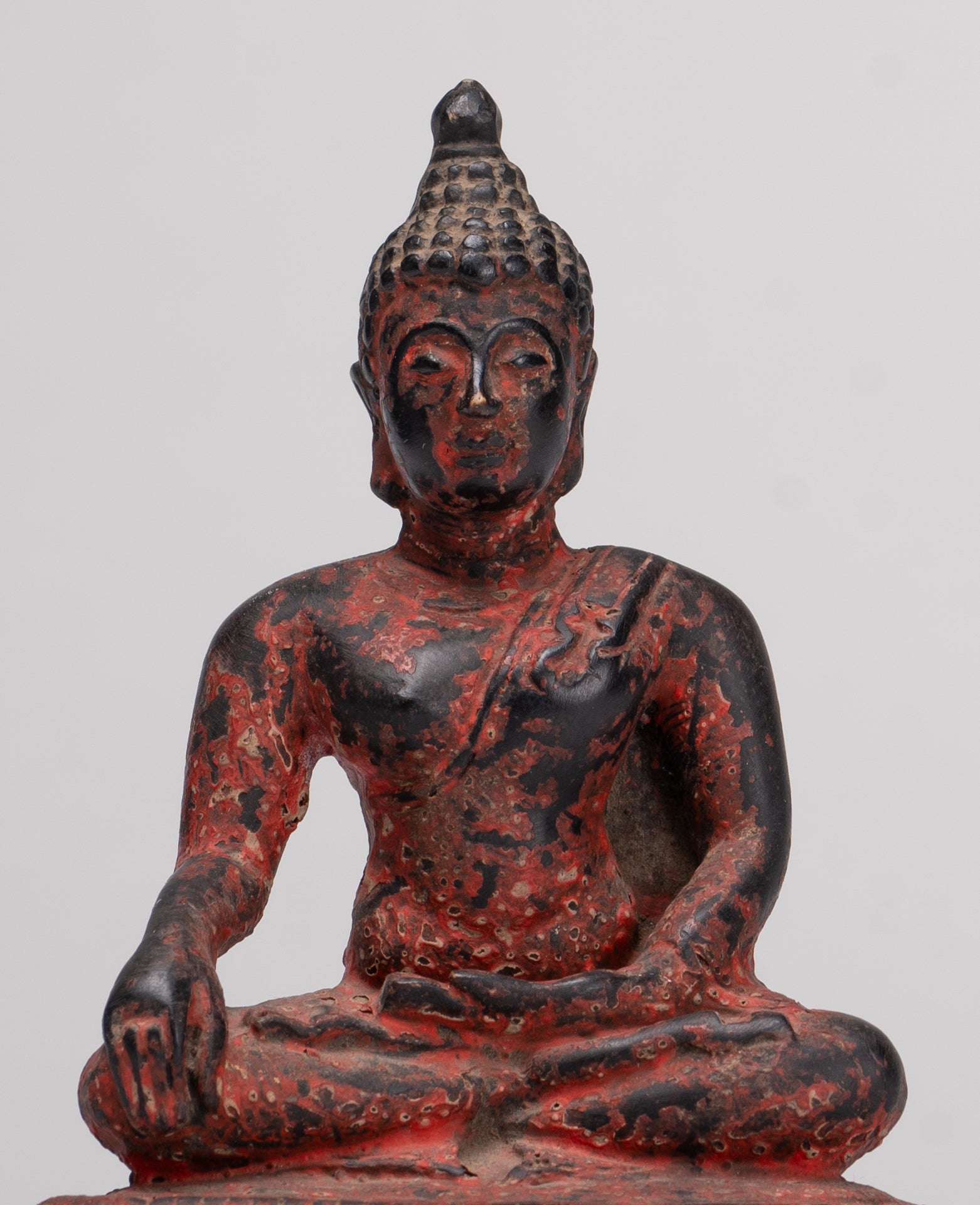 Buddha Statue - Antique Thai Style Bronze Chiang Saen Enlightenment Buddha Statue - 13cm/5"