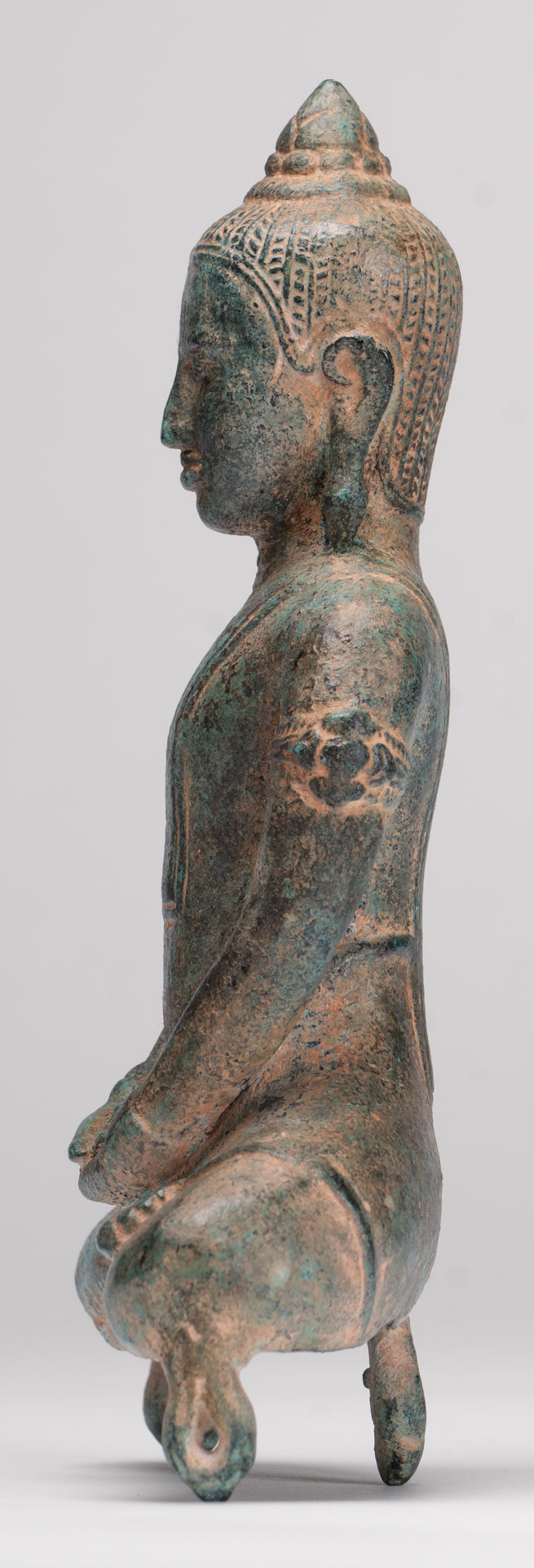 Buddha Statue - Antique Khmer Style Bronze Meditation Phnom Da Buddha Statue - 18cm/7"